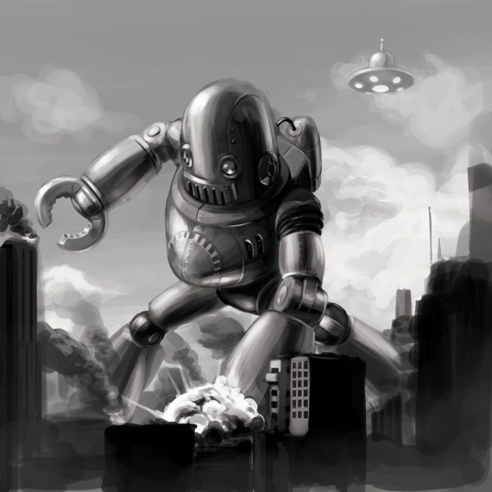 1000x1000 Vintage Sci Fi Robot Wallpaper Free Vintage Sci Fi Robot Background, Phone