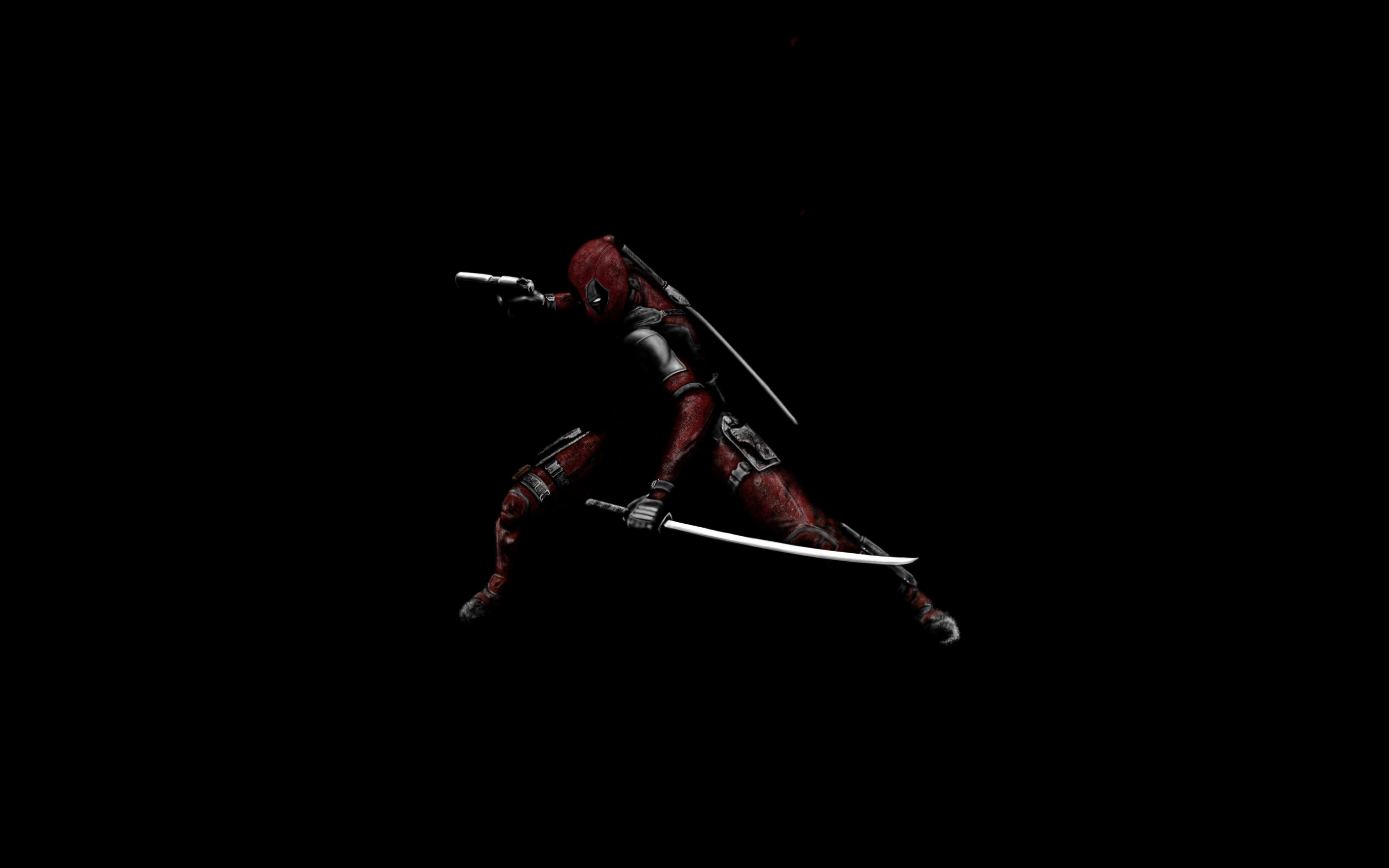 3840x2400 Download Deadpool with swords, minimal, superhero, dark, art wallpaper, 3840x 4K Ultra HD 16: Widescreen, Desktop