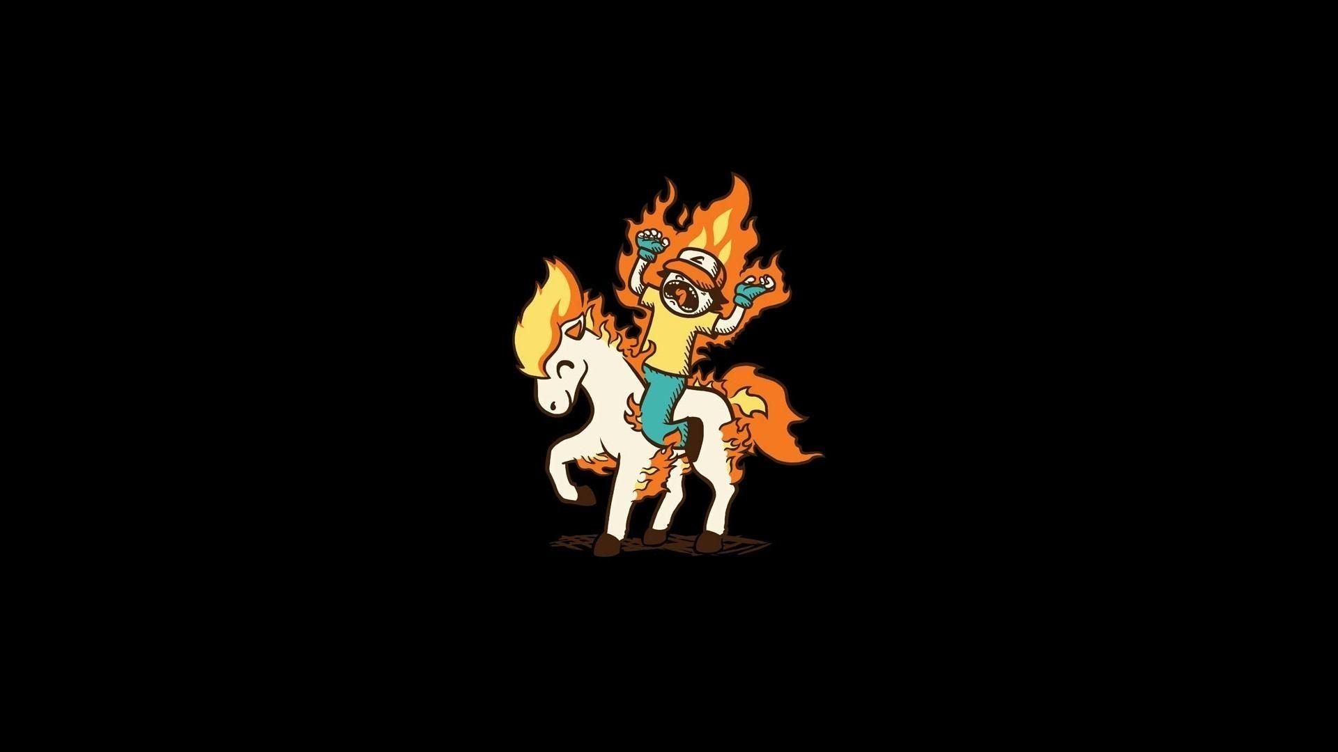 1920x1080 Pokemon ponyta black background minimalistic simple wallpaper, Desktop