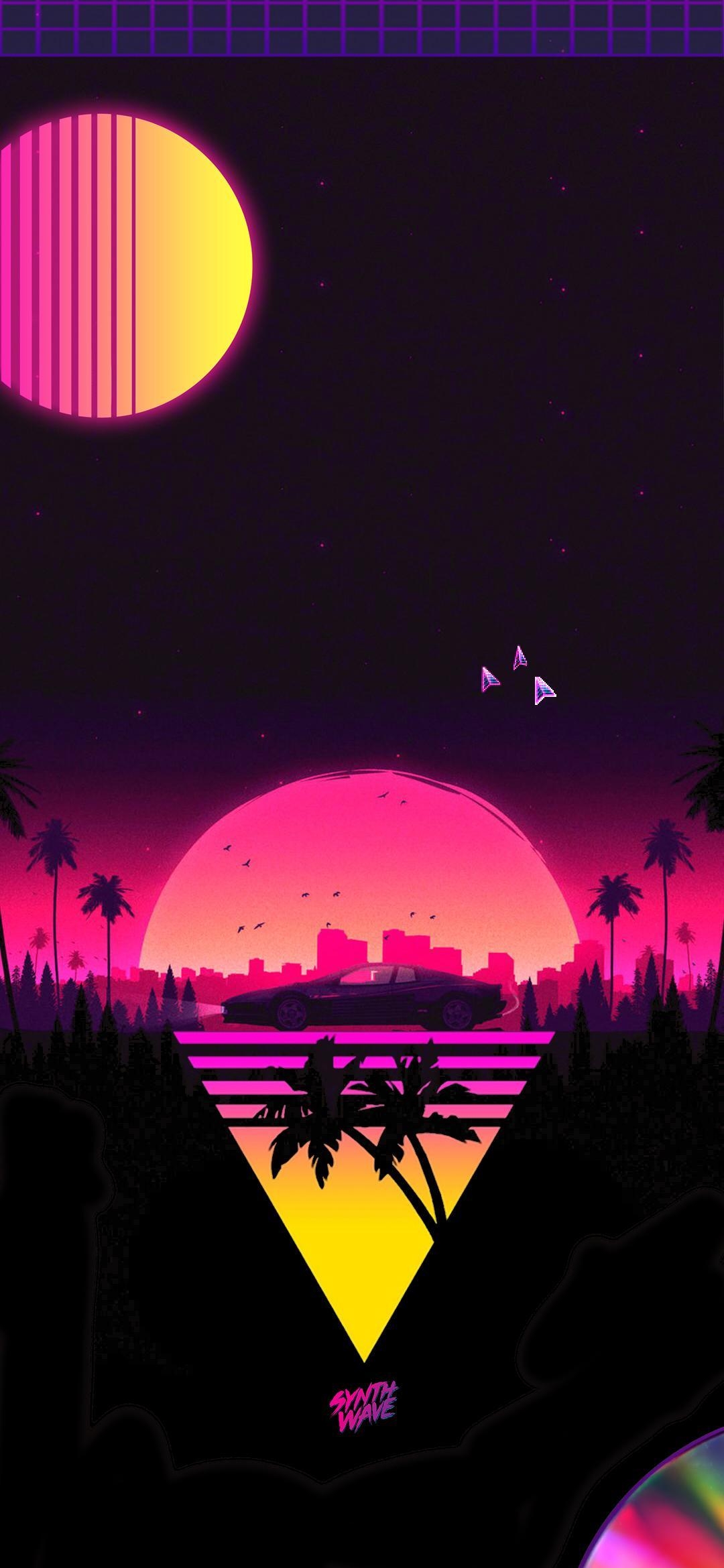 1080x2340 Synth Wave Mobile Wallpaper I designed for my lockscreen, Phone