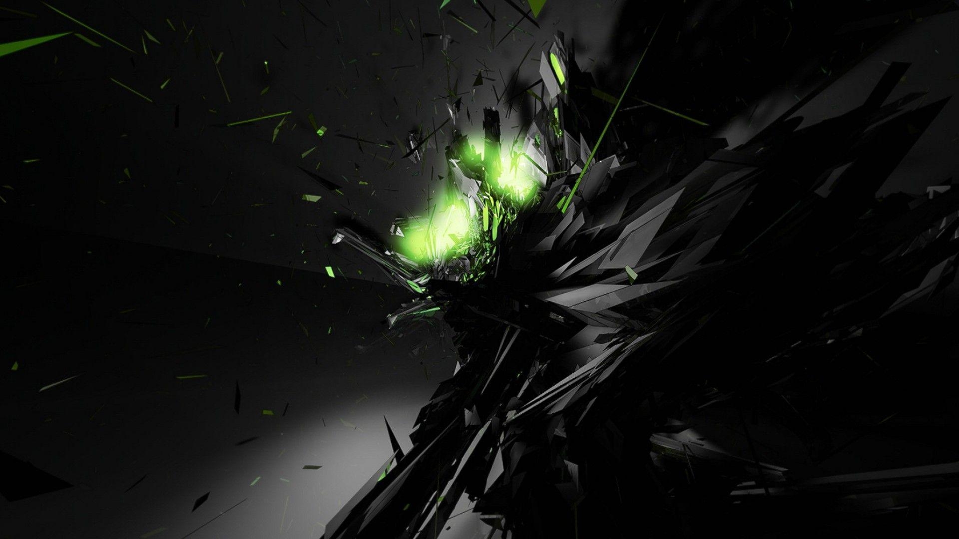 1920x1080 Black Abstract Green Glow Desktop Wallpaper, Desktop