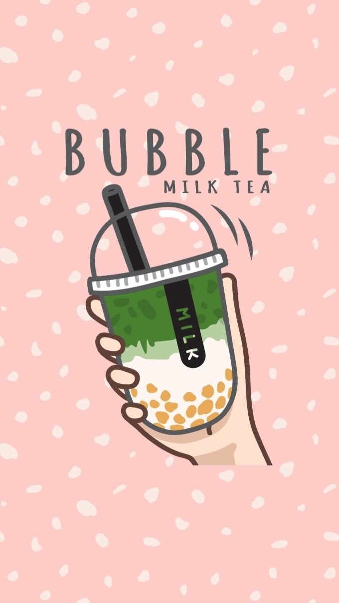 680x1210 Matcha Boba Milk Tea Illustration. Seni buku, Instalasi seni, Kartu lucu, Phone