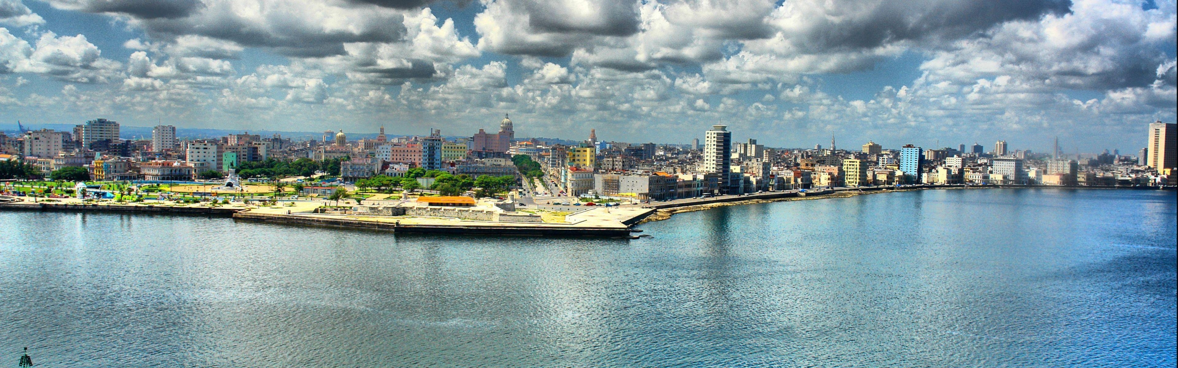 3840x1200 Download Wallpaper  Havana, Hdr, Cuba, Embankment Dual, Dual Screen