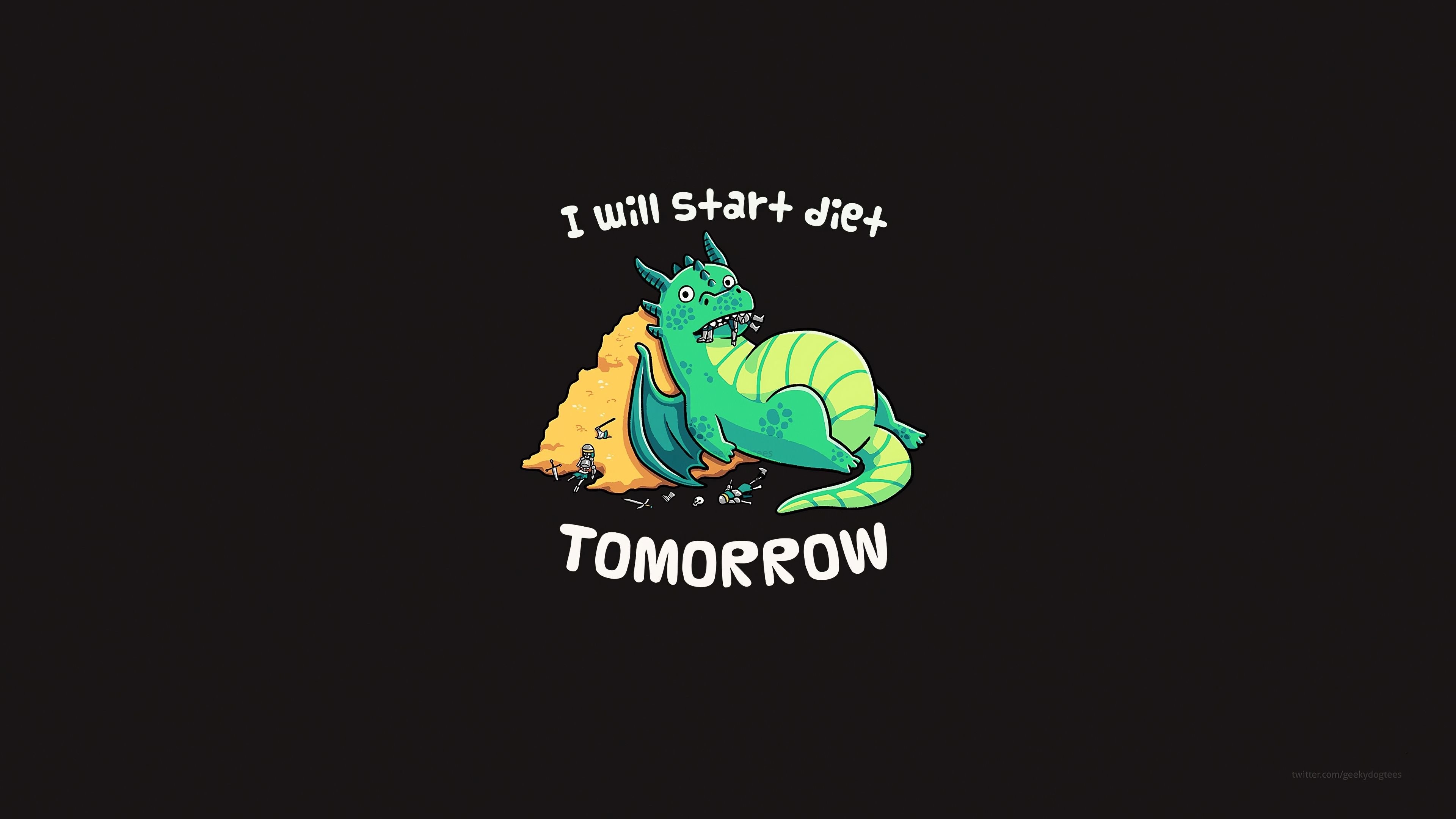 3840x2160 I Will Start Diet Tomorrow Funny Dragon.hdqwalls.com, Desktop