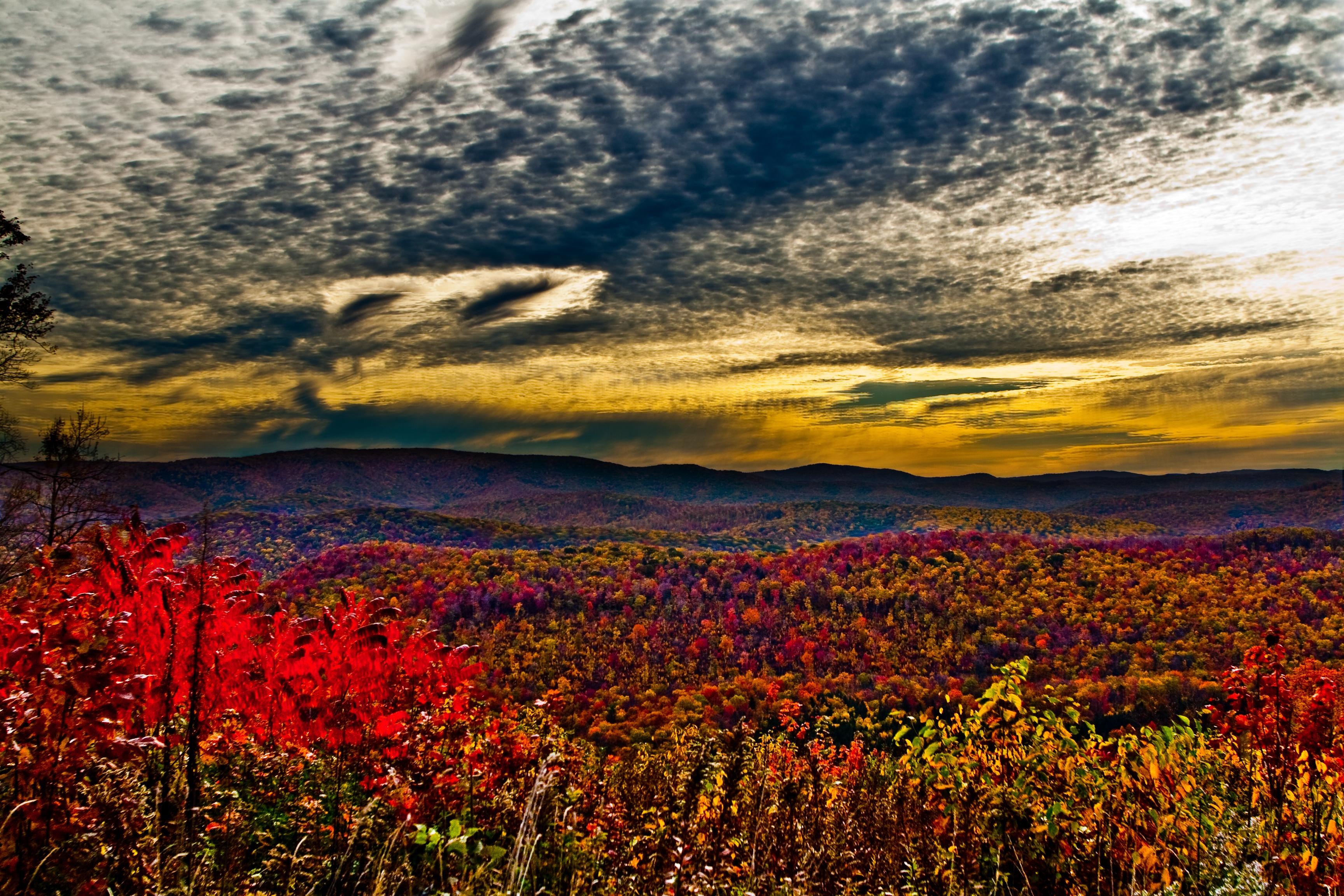 3460x2310 Scenic sunrise and autumn foliage, west Virginia, Desktop