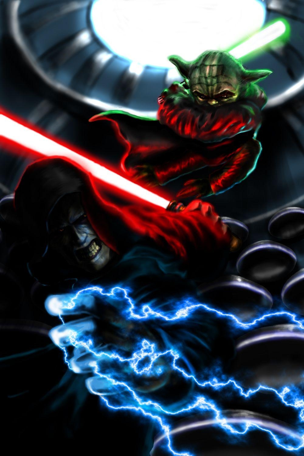 1000x1500 Yoda Vs. Sidious by GurgleSploit. Star wars, Phone