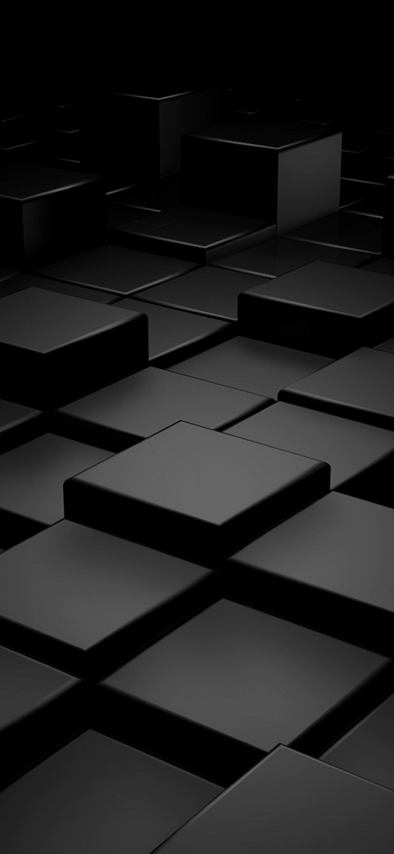 1290x2780 Black 3D Blocks iPhone Wallpaper Free, Phone