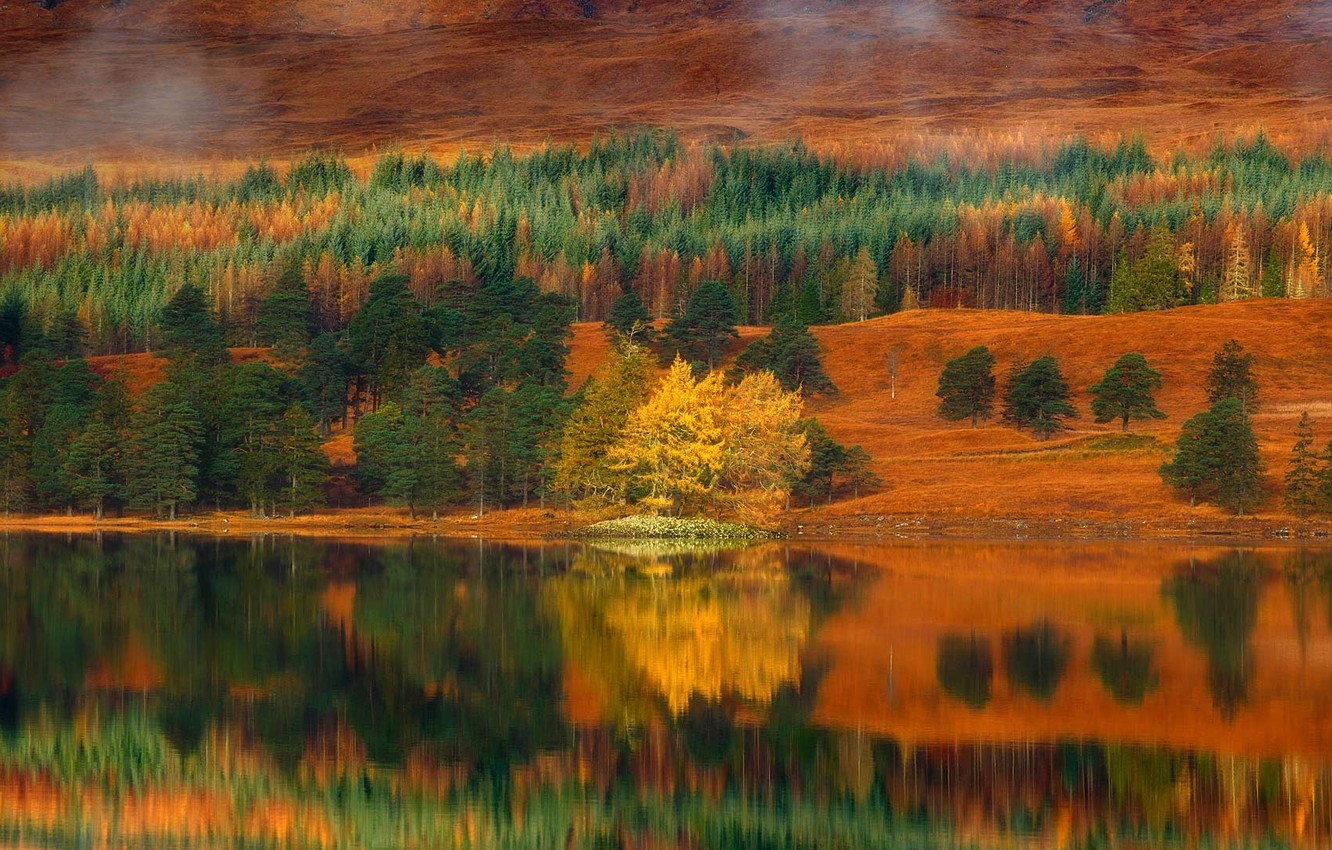 1340x850 Wallpaper autumn, Scotland, lake Talla image for desktop, section природа, Desktop