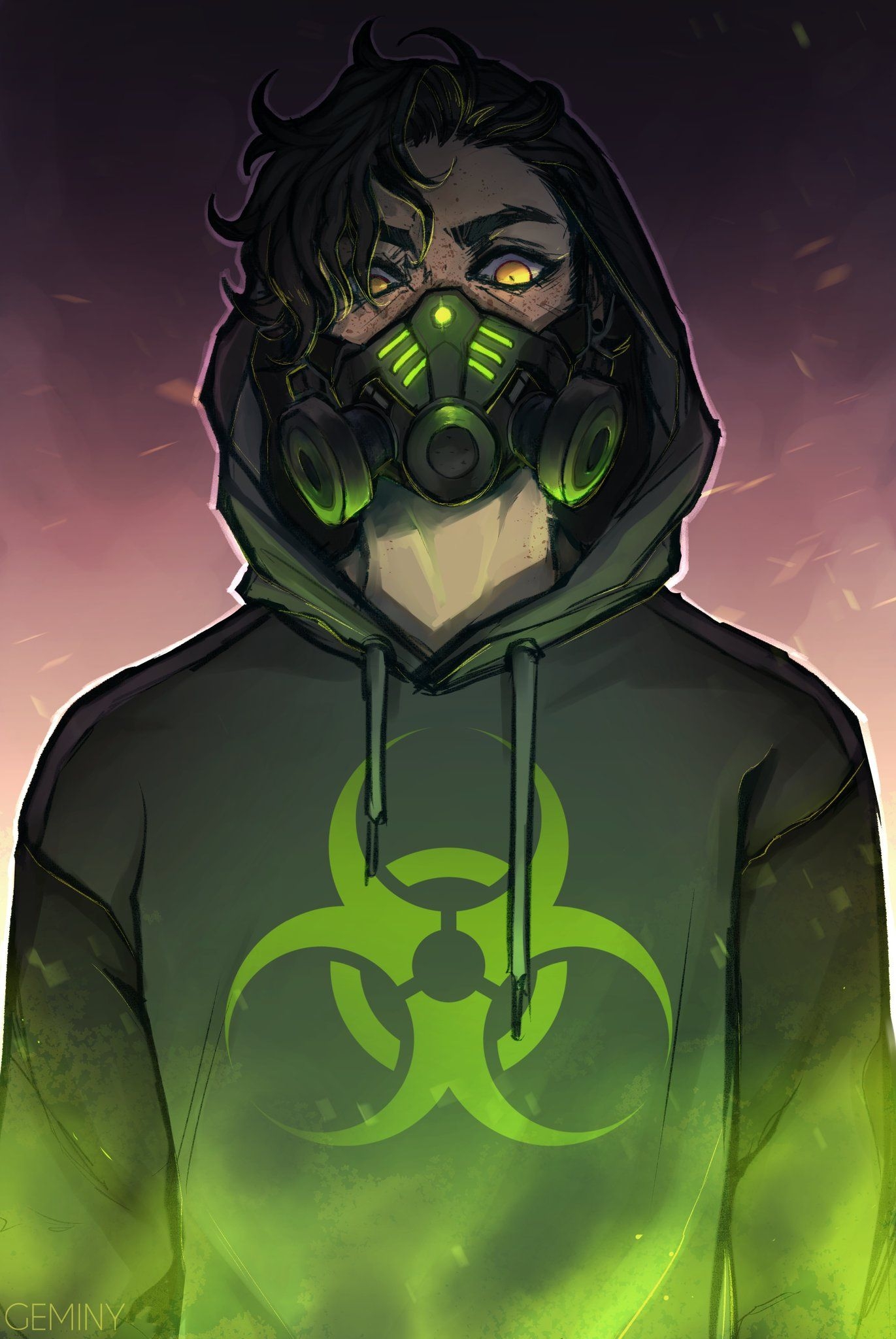 1380x2050 Anime Boy with Gas Mask Wallpaper, Phone