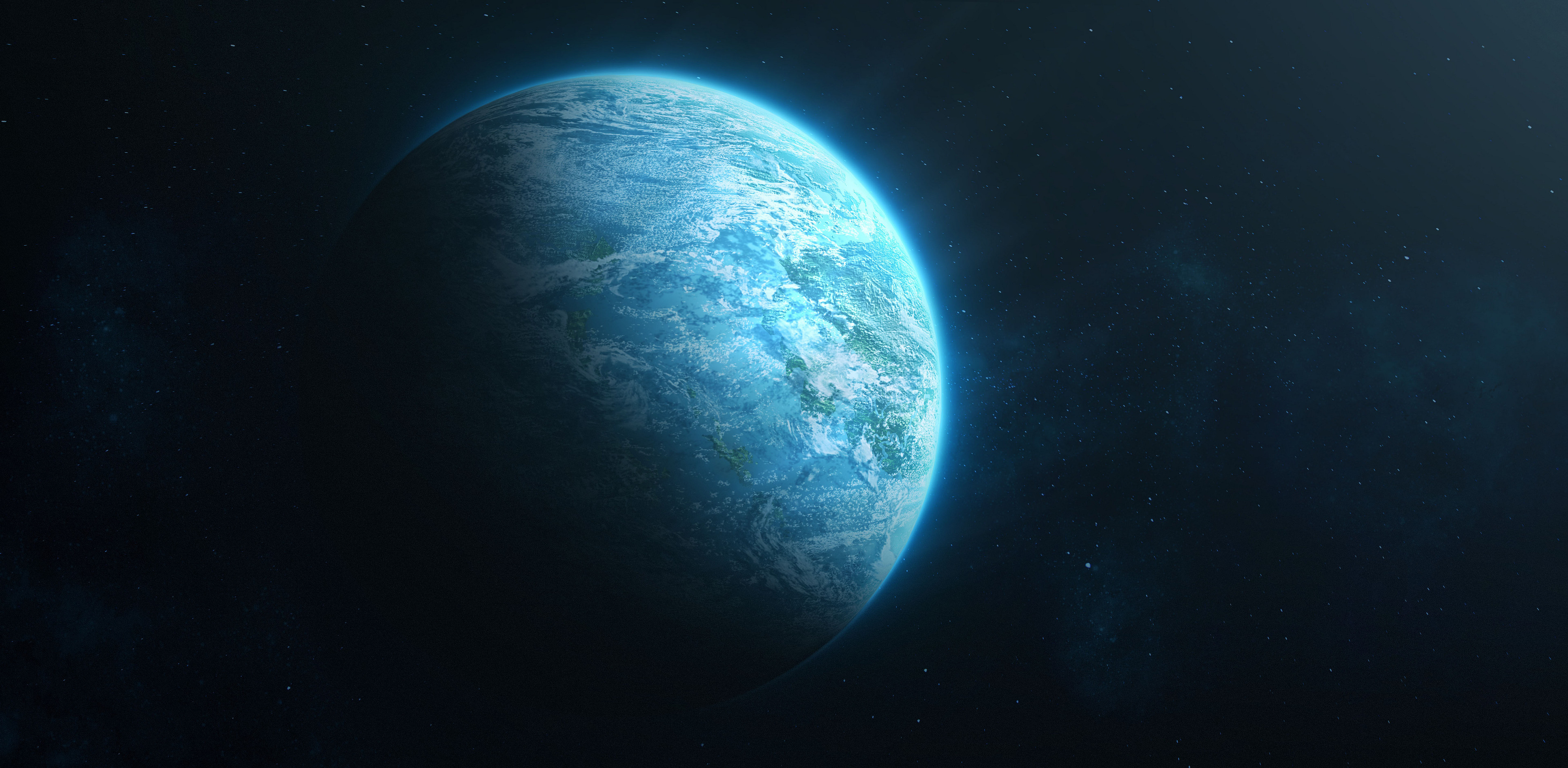 3840x1890 Blue Planet Space View 4k, HD Digital Universe, 4k Wallpaper, Image, Background, Photo and Picture, Dual Screen