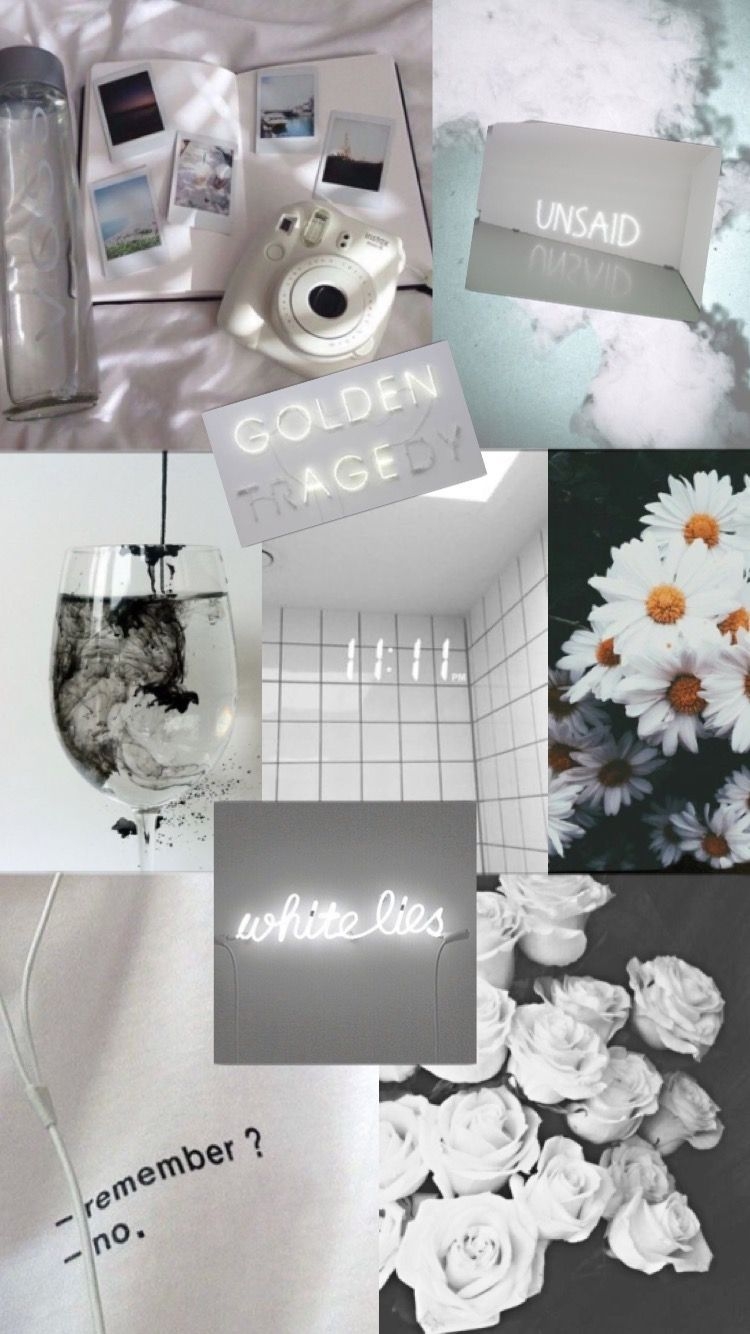 750x1340 White Aesthetic Collage Wallpaper Free White Aesthetic, Phone