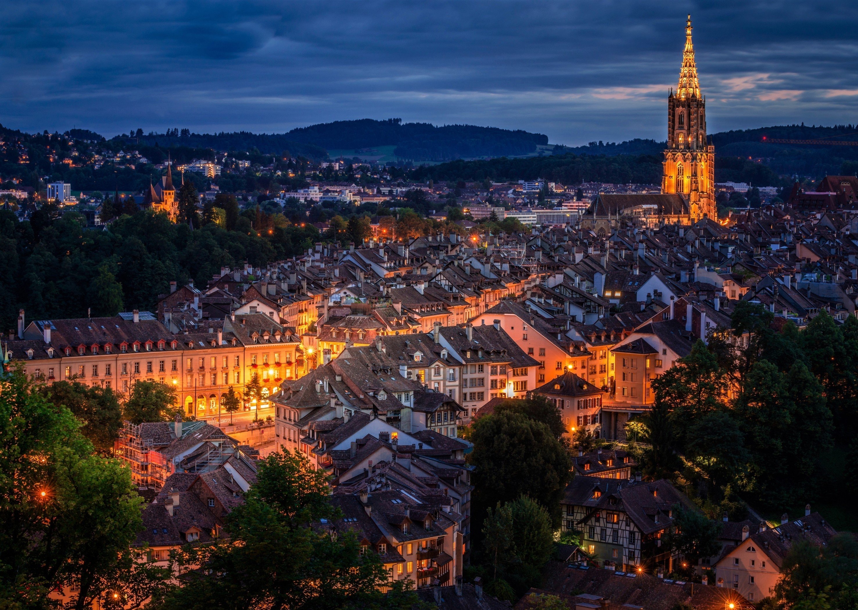 2960x2110 Download  Switzerland Bern, Night, Buildings, Cityscape, Desktop