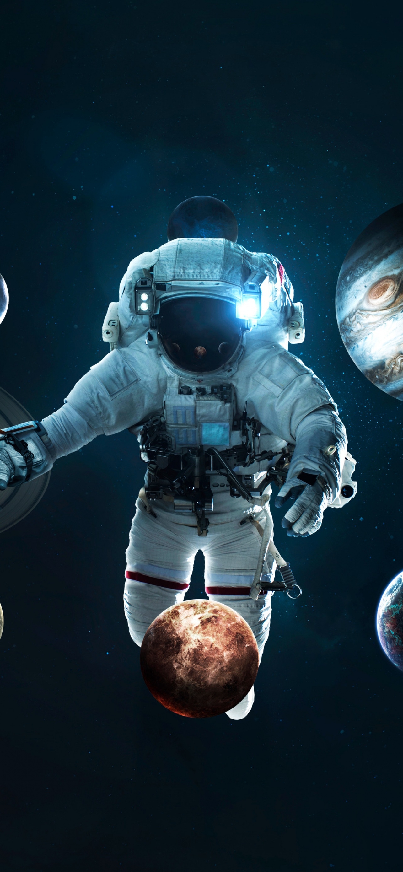 1290x2780 Astronaut Wallpaper 4K, Planetary System, Space suit, Space Travel, Space, Phone