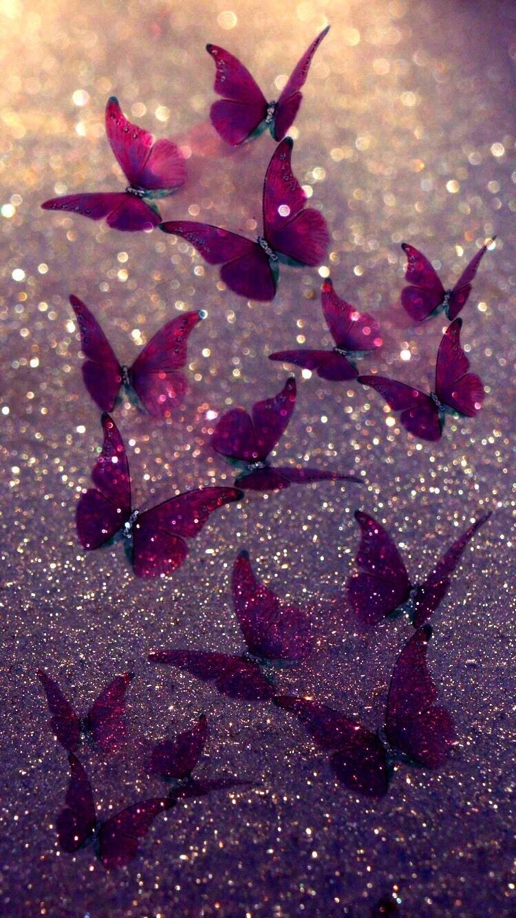 750x1340 Purple Glitter Butterfly Wallpaper Free Purple Glitter, Phone