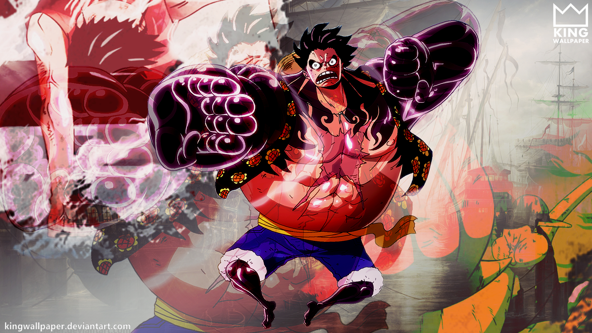 1920x1080 Luffy Gear 4 Wallpaper - by Kingwallpaper. Luffy gear Luffy, Gear 4, Desktop