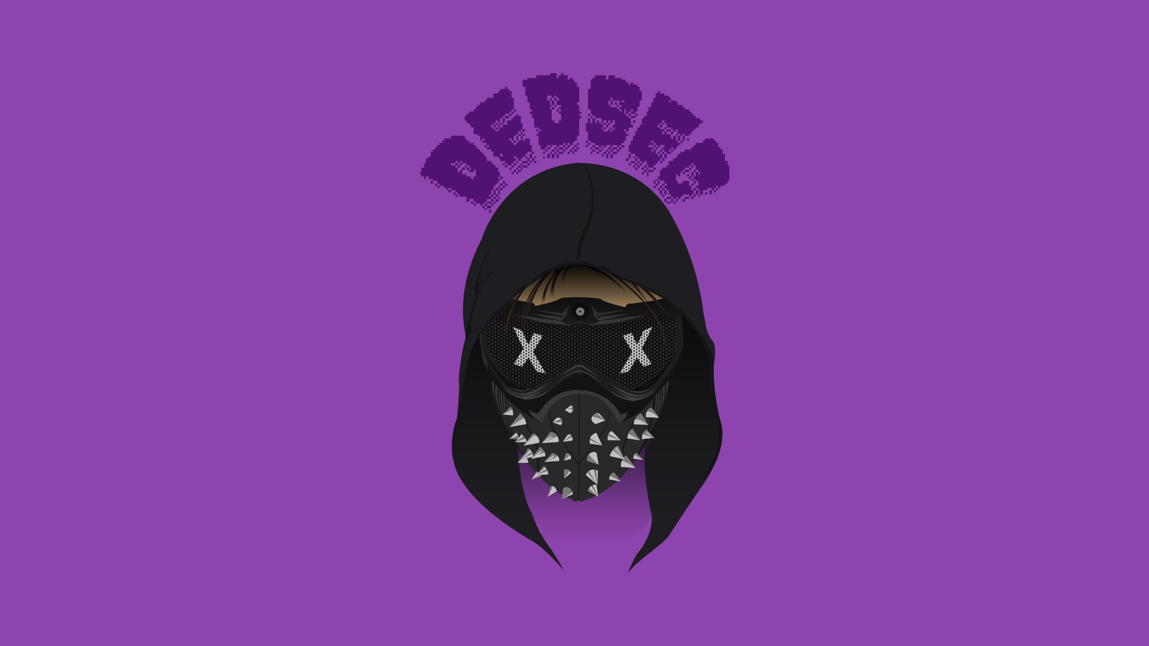 3840x2160 Wallpaper DedSec, Watch Dogs, Minimal, Purple, 4K, Creative Graphics, Desktop