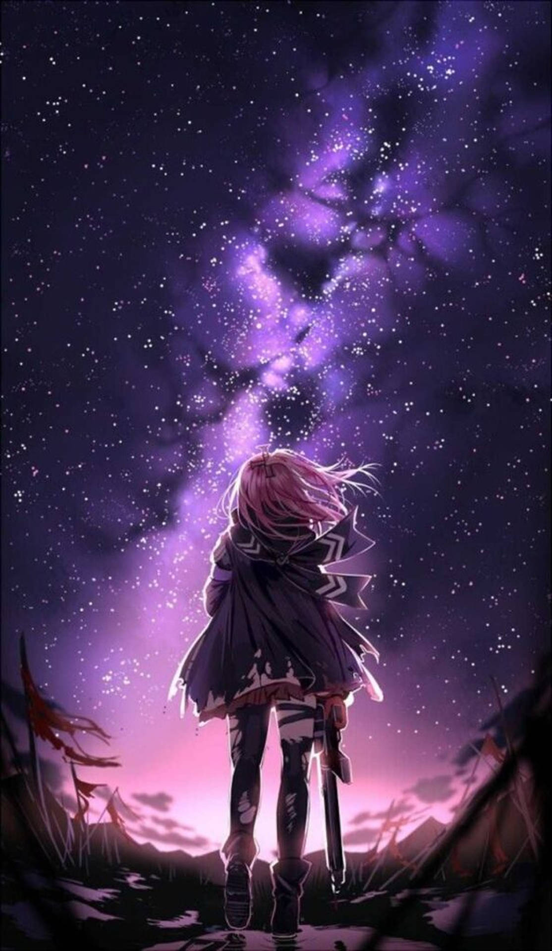 1120x1920 Download Purple Anime Sky IPhone Wallpaper, Phone