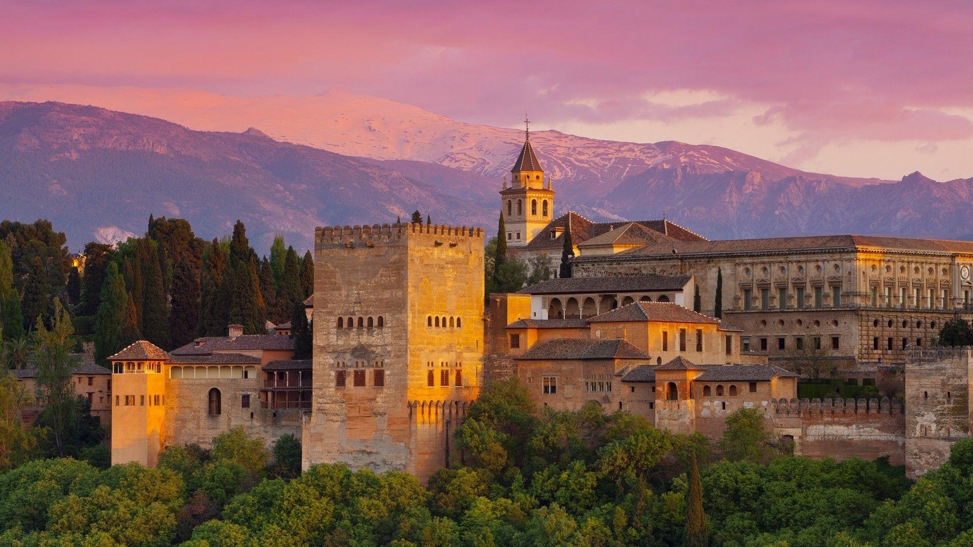 1920x1080 Religious: Monastery Granada Spain Buildings Palace Hill Mountains, Desktop