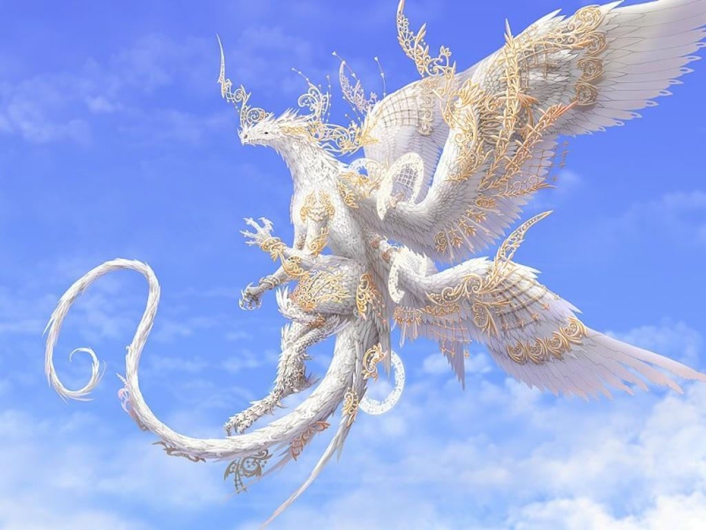 1030x770 White and Gold Dragon, Desktop and mobile wallpaper, Desktop