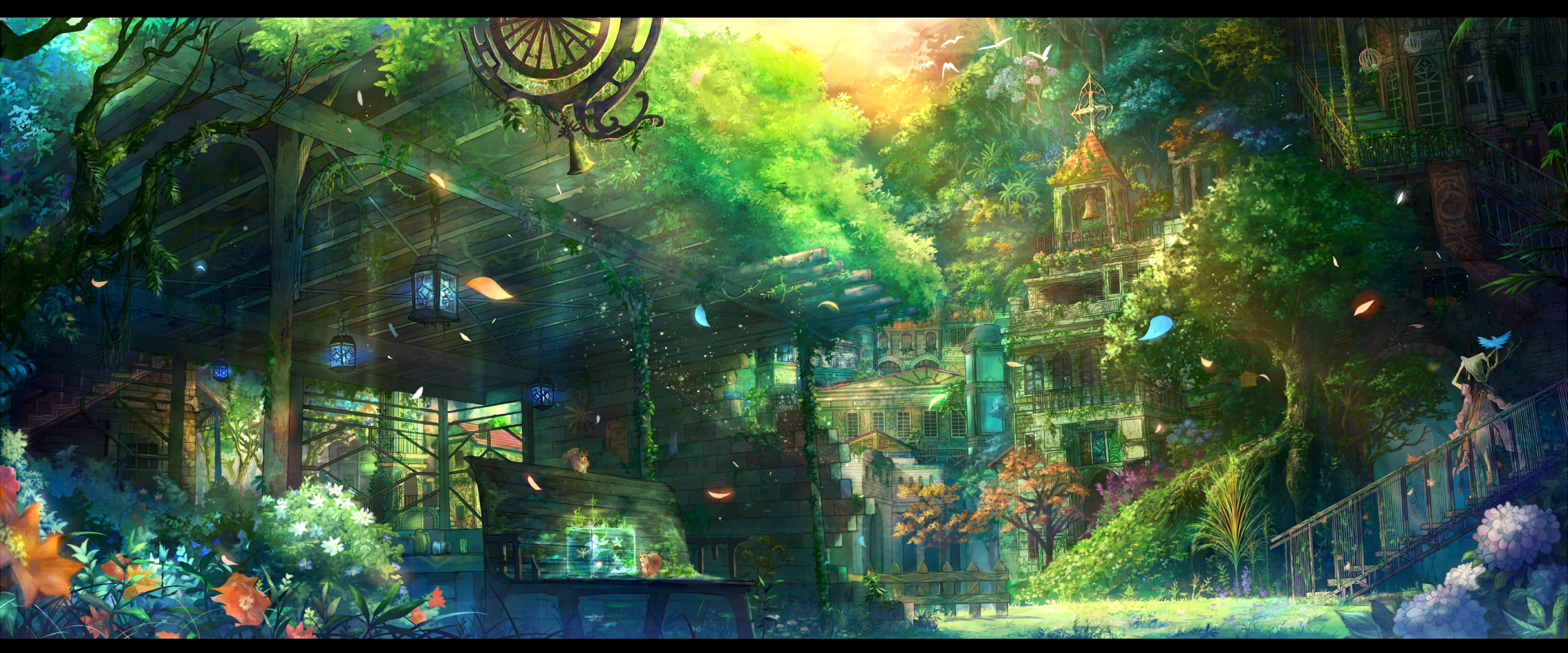 7200x3000 Anime scenery wallpaper, Scenery.com, Dual Screen