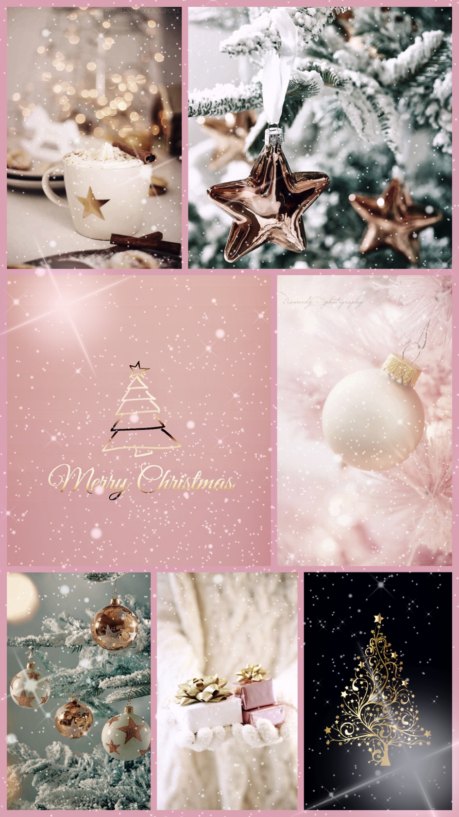 950x1680 Pink Christmas Wallpaper Collage, Phone