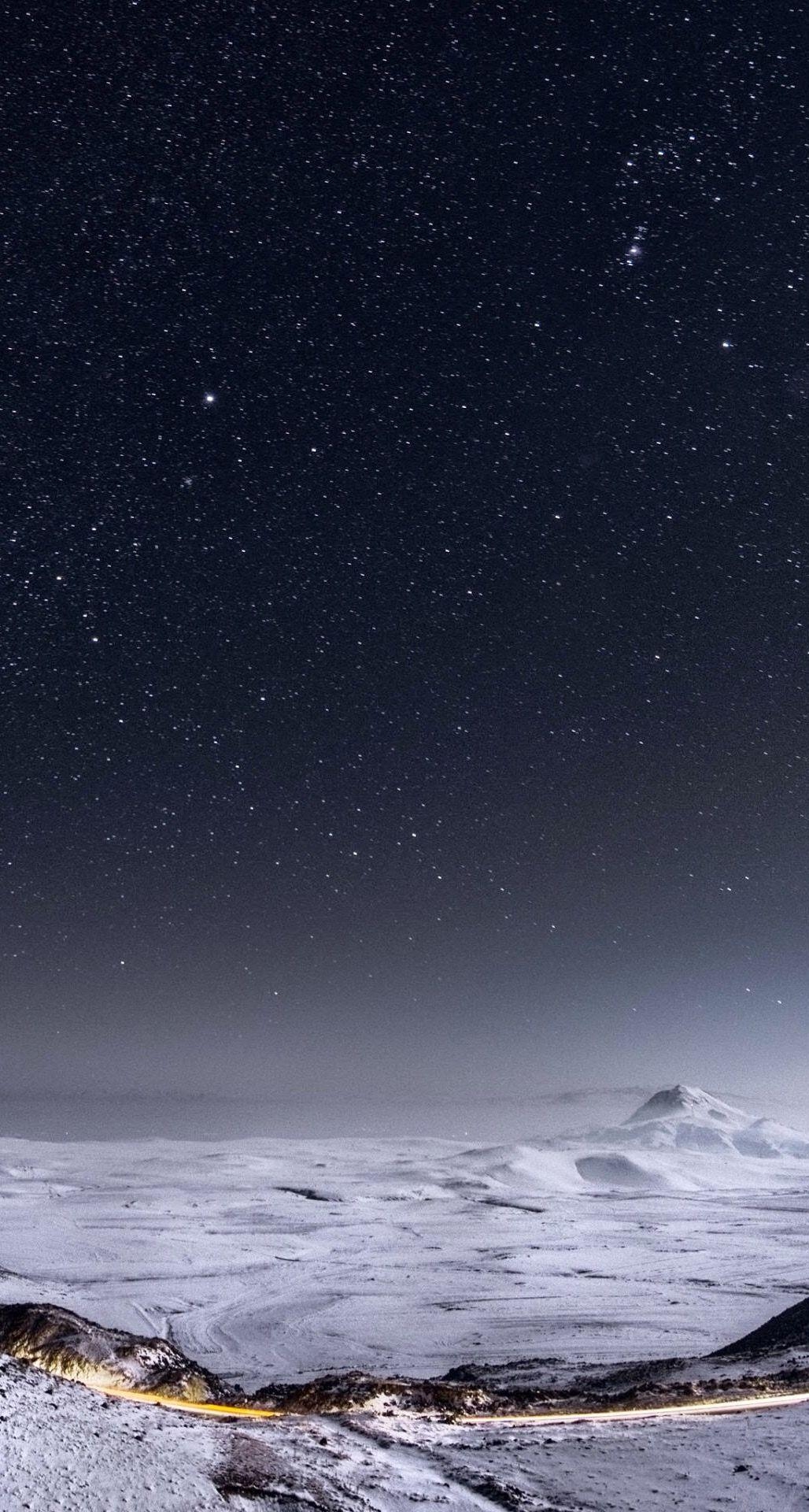 1030x1920 Night Stars Mountain Range Winter Landscape iPhone 6 Plus HD, Phone