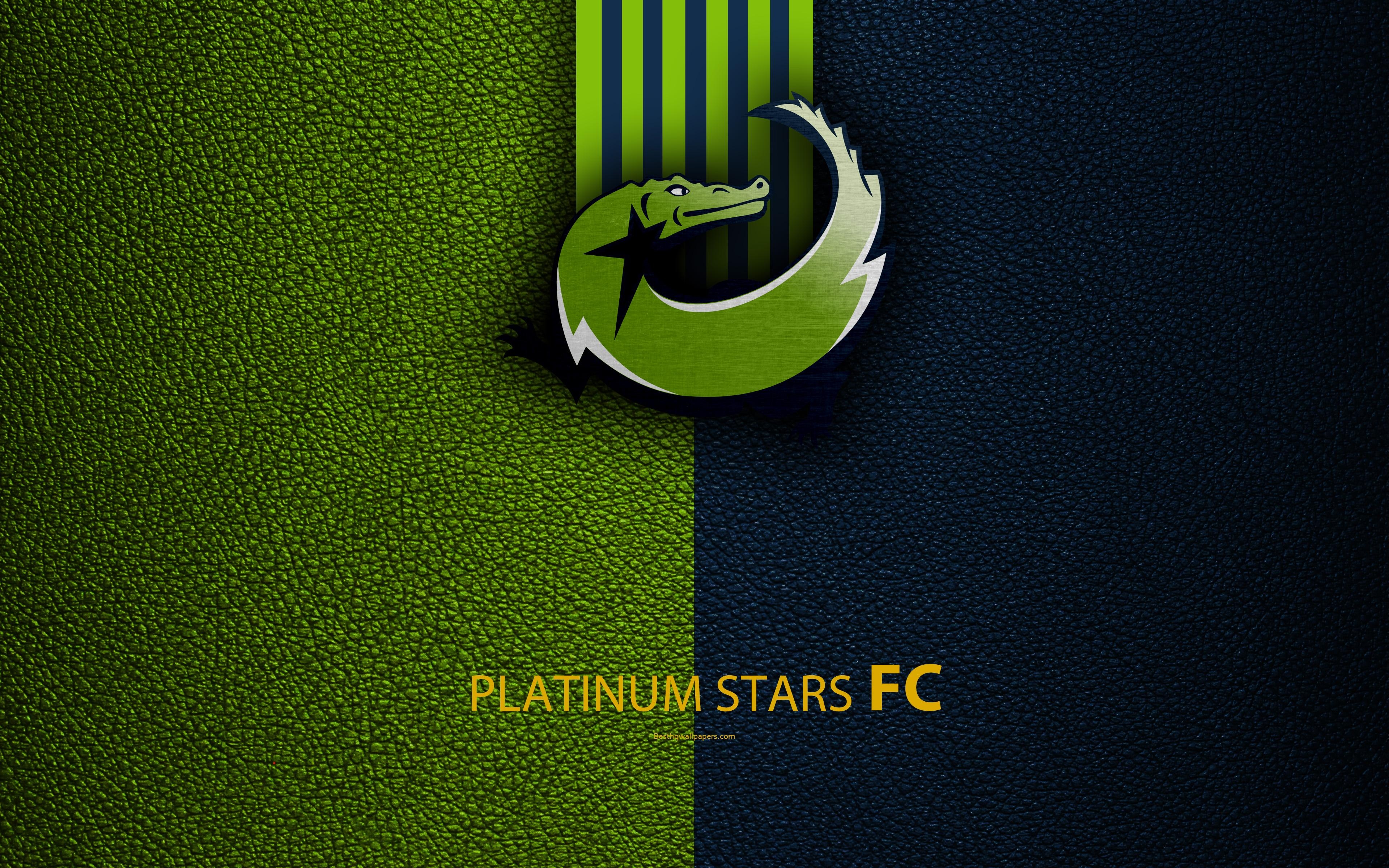 3840x2400 Download wallpaper Platinum Stars FC, 4k, leather texture, logo, Desktop