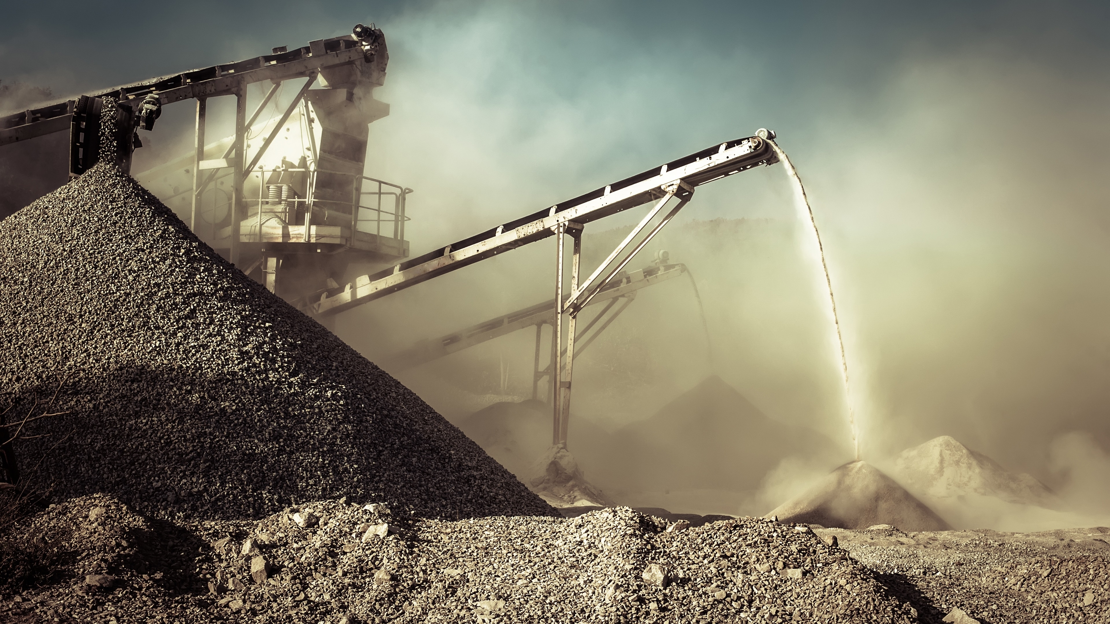 3840x2160 Wallpaper Quarry, dust, mining, rocks, conveyor  UHD 4K Picture, Image, Desktop