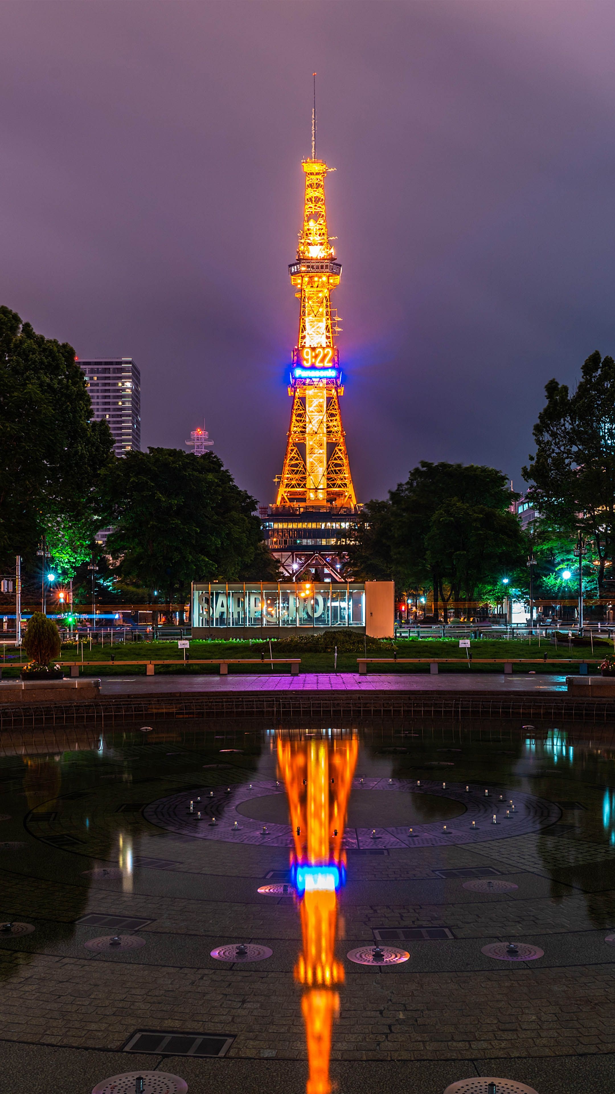 2160x3840 Sapporo Japan Night Lights 4K Ultra HD Mobile Wallpaper, Phone