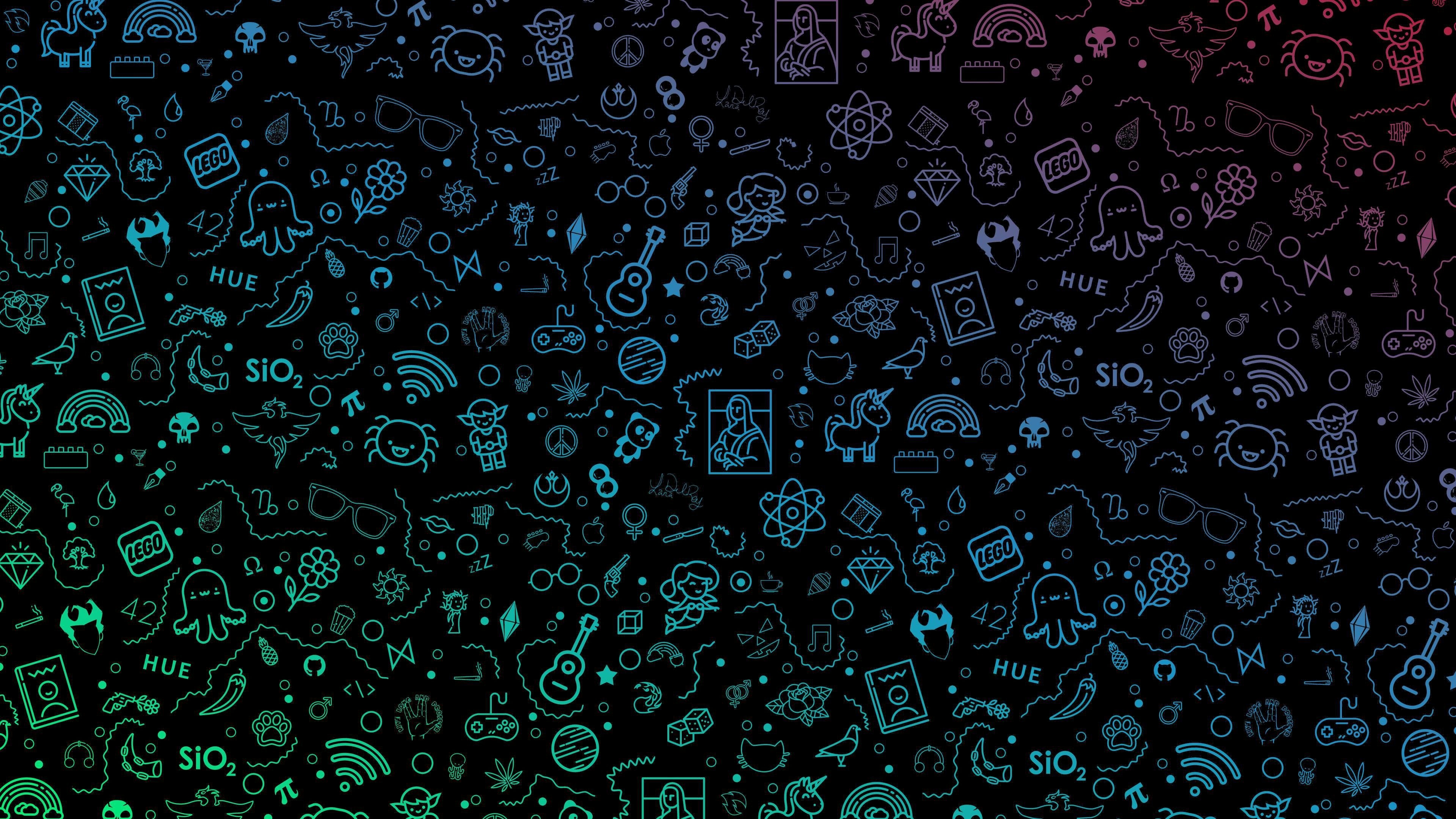 3840x2160 Black Doodle Wallpaper Free Black Doodle Background, Desktop