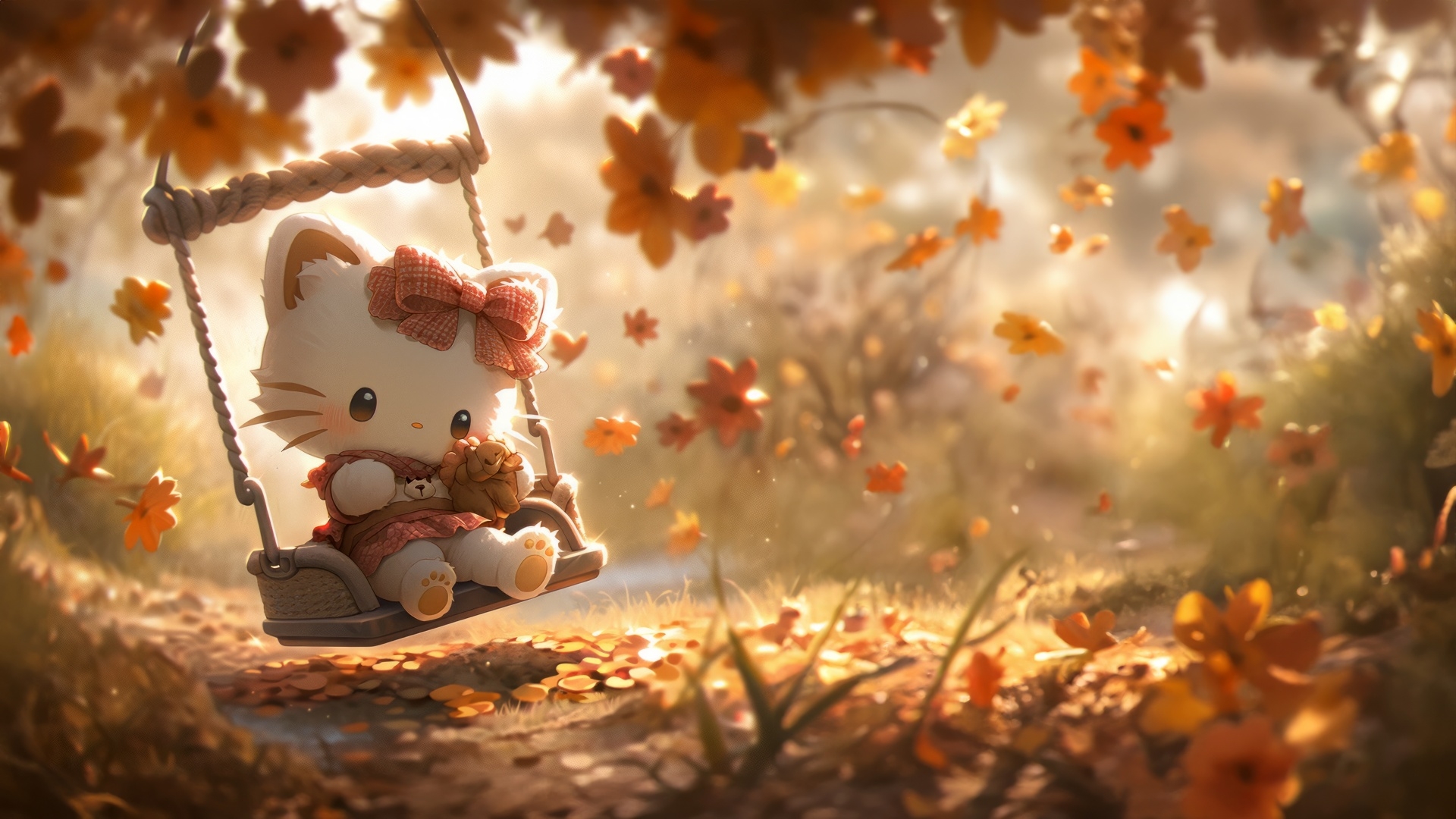 1920x1080 Hello Kitty Wallpaper 4K, Autumn, Desktop