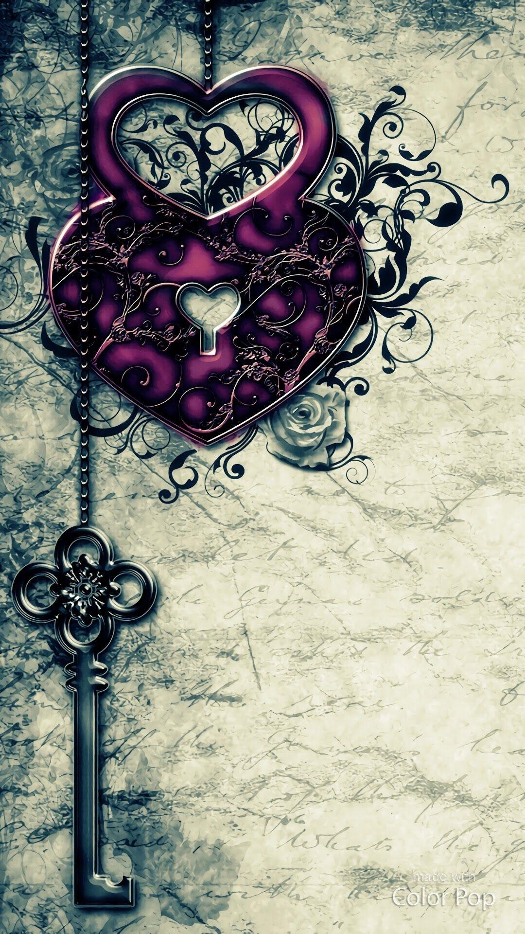 1080x1920 Key to your heart. Heart key art, Gothic wallpaper, Keys art, Phone