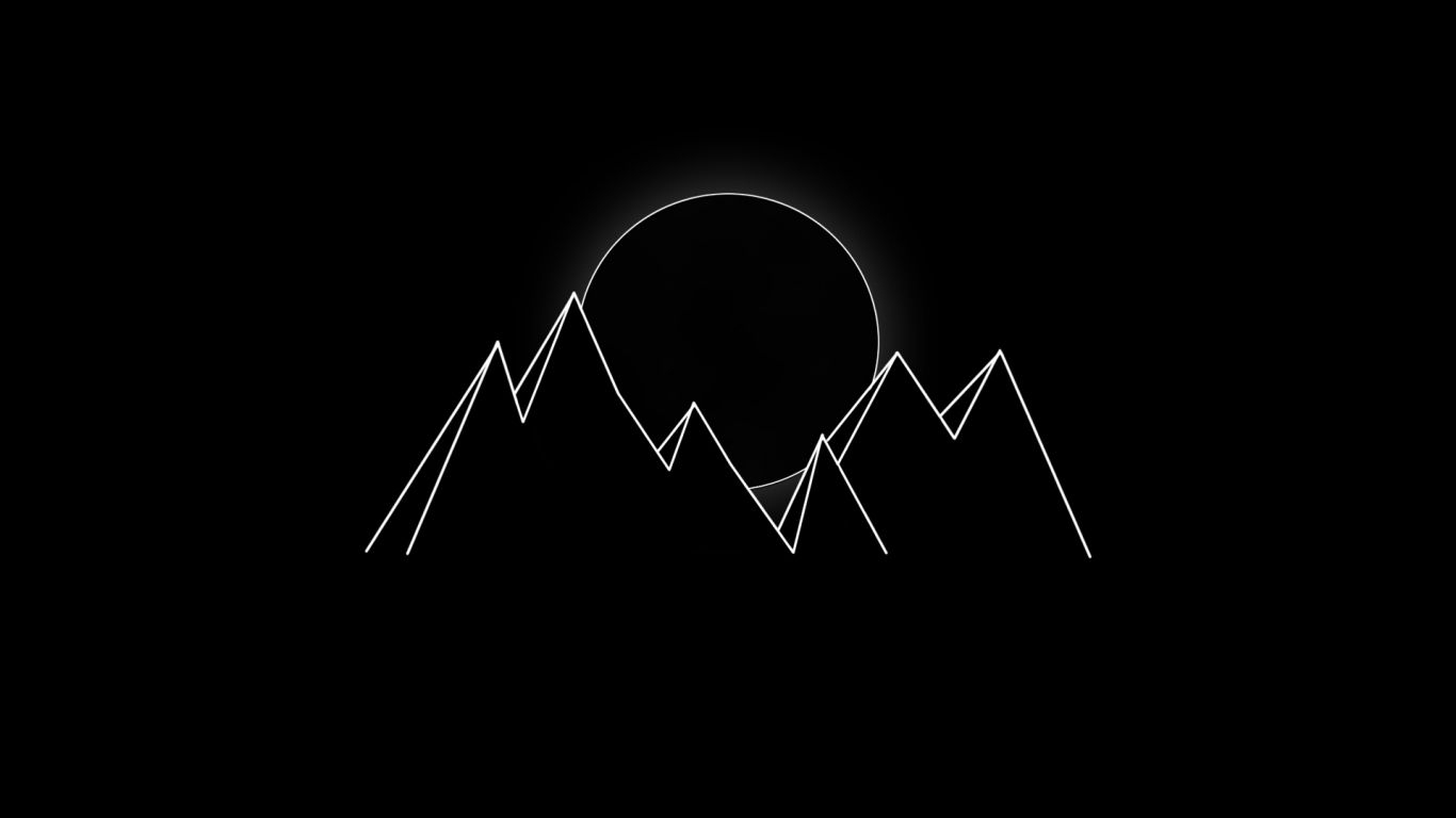 1370x770 Download  wallpaper minimal, dark, mountains, tablet, laptop,  HD image, background, 24005, Desktop