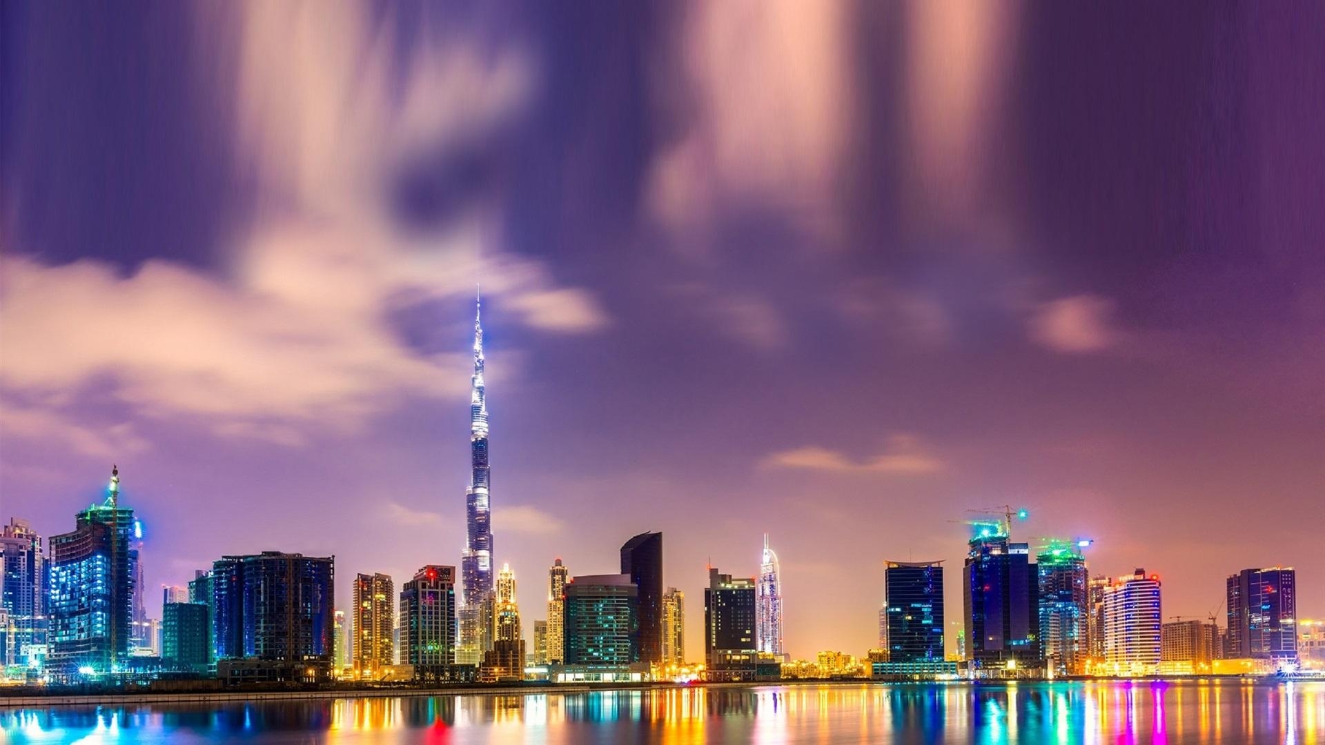 1920x1080 Wallpaper Beautiful Night In Dubai, Burj Khalifa, High Rise, Desktop