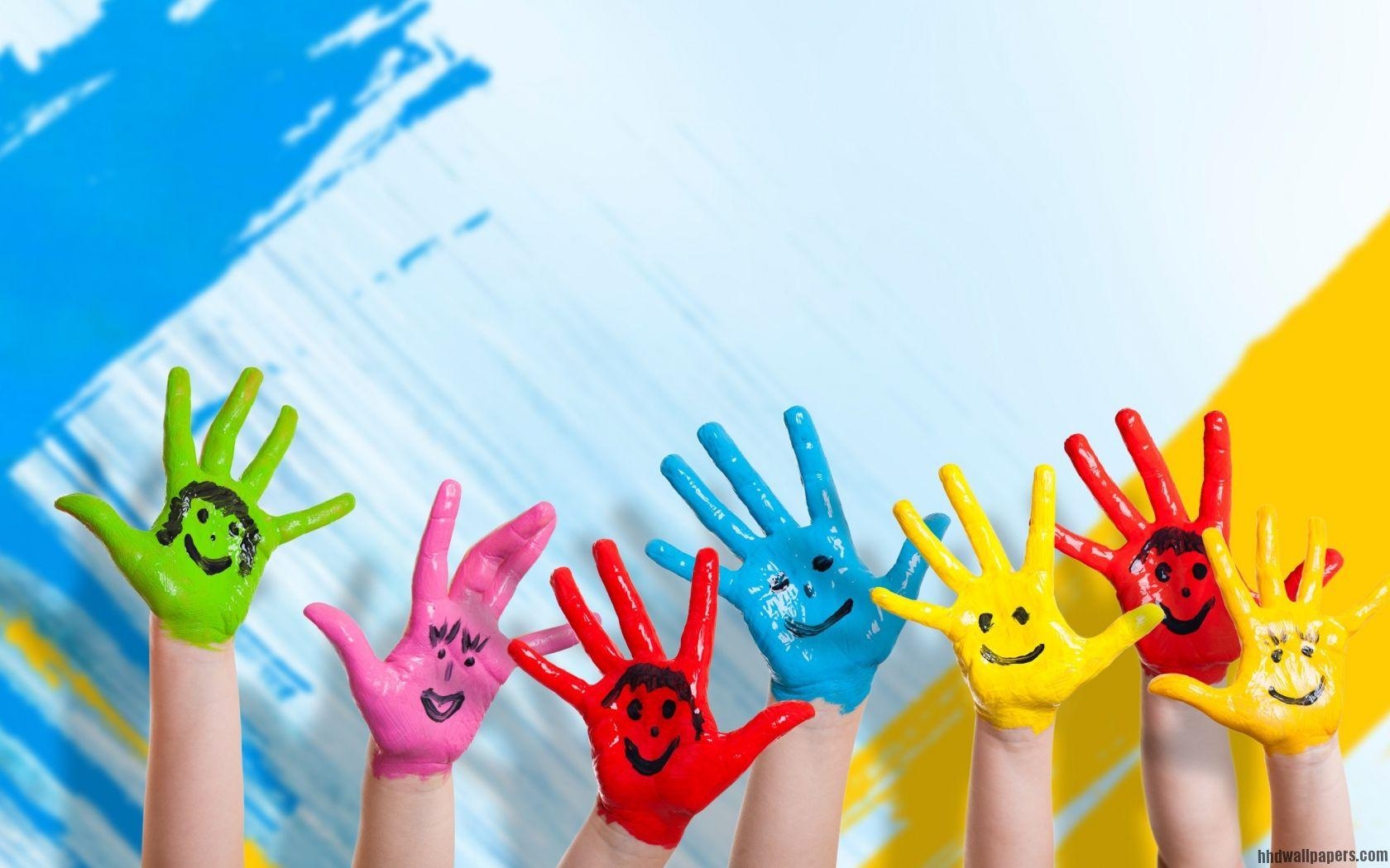 1680x1050 Hands Paint Happiness Positive Smile Wallpaper HD, Desktop