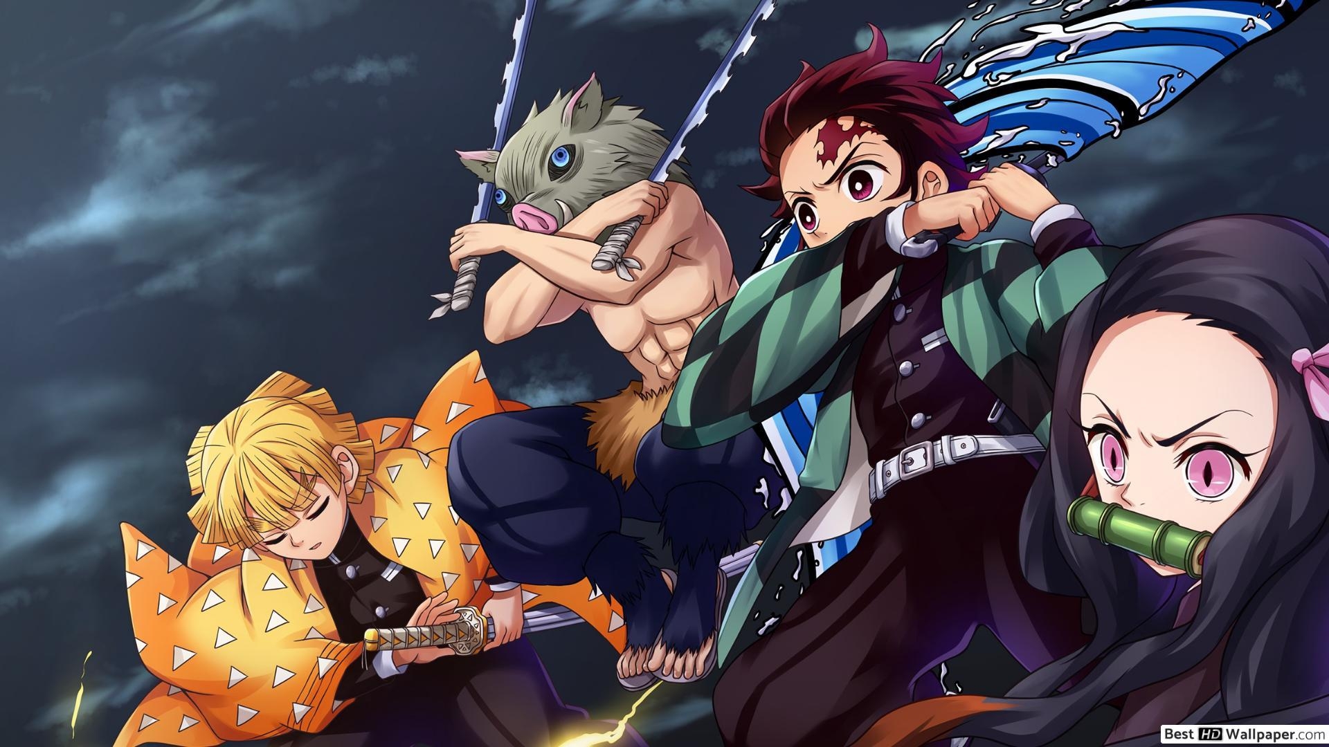 1920x1080 Demon Slayer, Kimetsu No Yaiba Agatsuma, Inosuke Hashibira, Tanjiro Kamado & Nezuko Kamado HD wallpaper download, Desktop