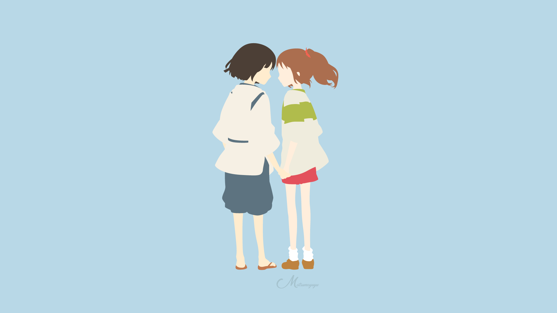 1920x1080 Studio Ghibli Spirited Away Chihiro Haku Anime Simple Background Minimalism Wallpaper:, Desktop