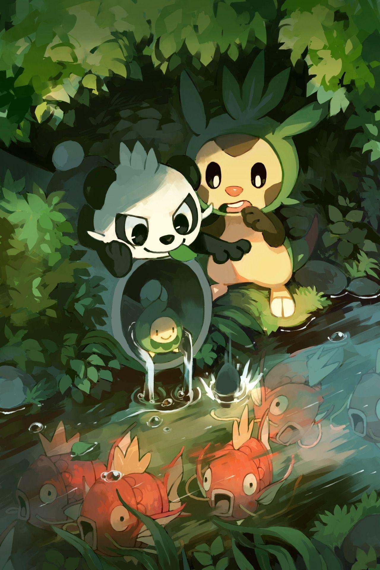 1280x1920 Chespin & Pancham & Budew & Magikarp. pokemon. Pokémon, Phone