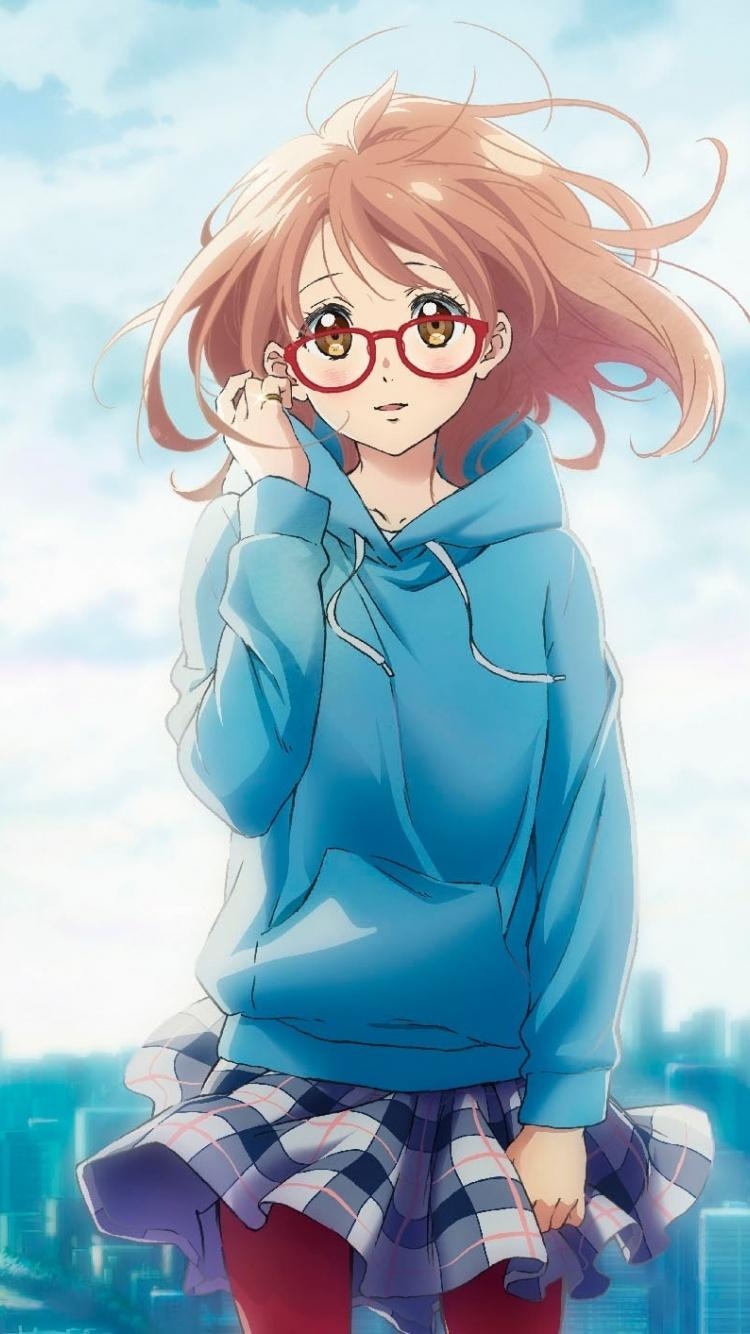 750x1340 Download  wallpaper cute anime girl, glasses, mirai, Phone