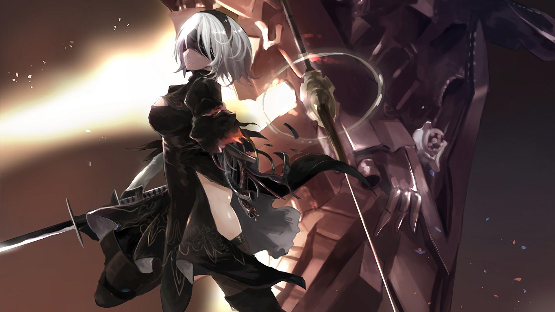 1920x1080 Yorha 2b, Katana, Nier, Automata wallpaper, Desktop