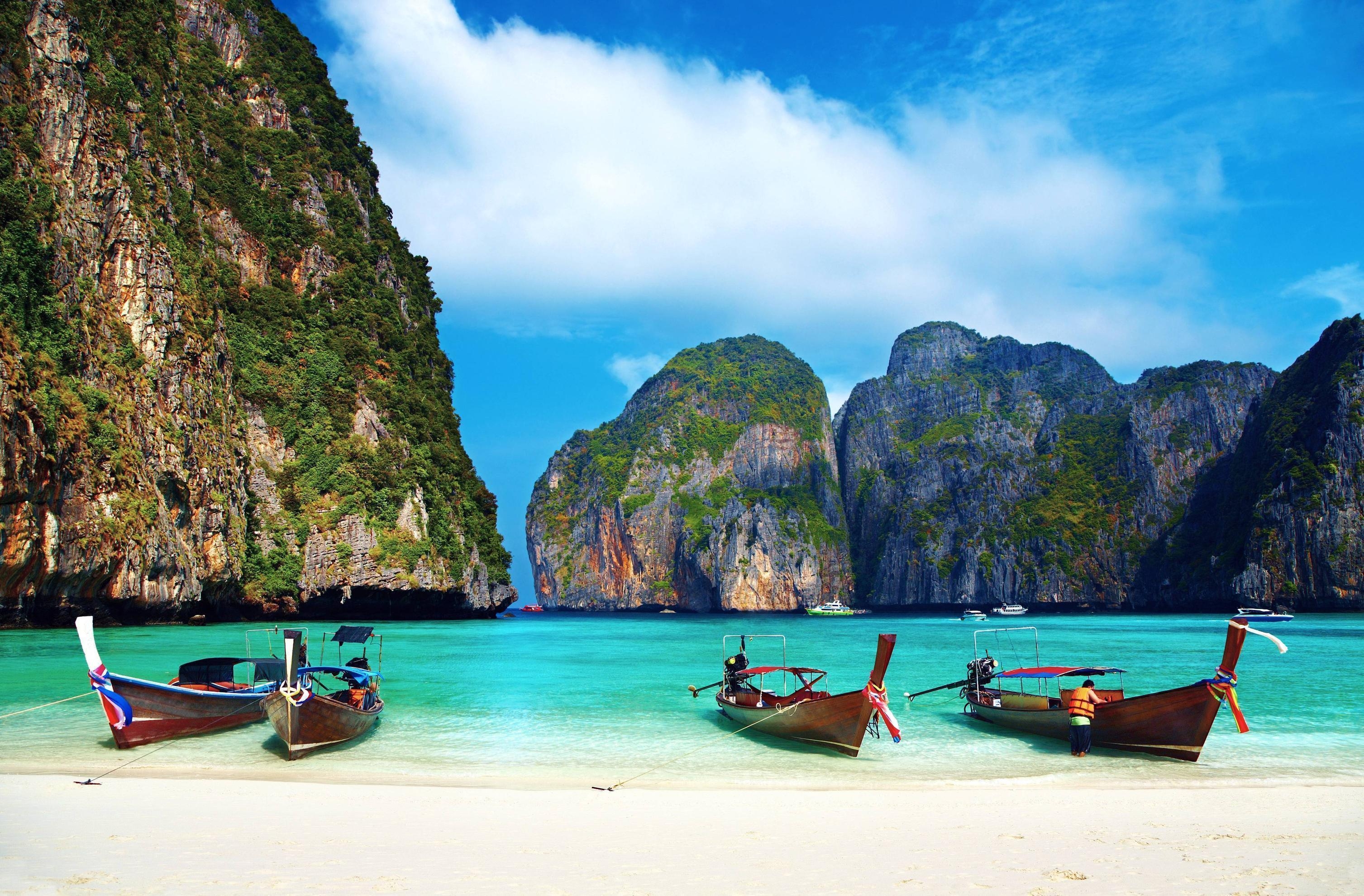 3020x1980 Download wallpaper thailand, tropics, beach, Boat free desktop, Desktop