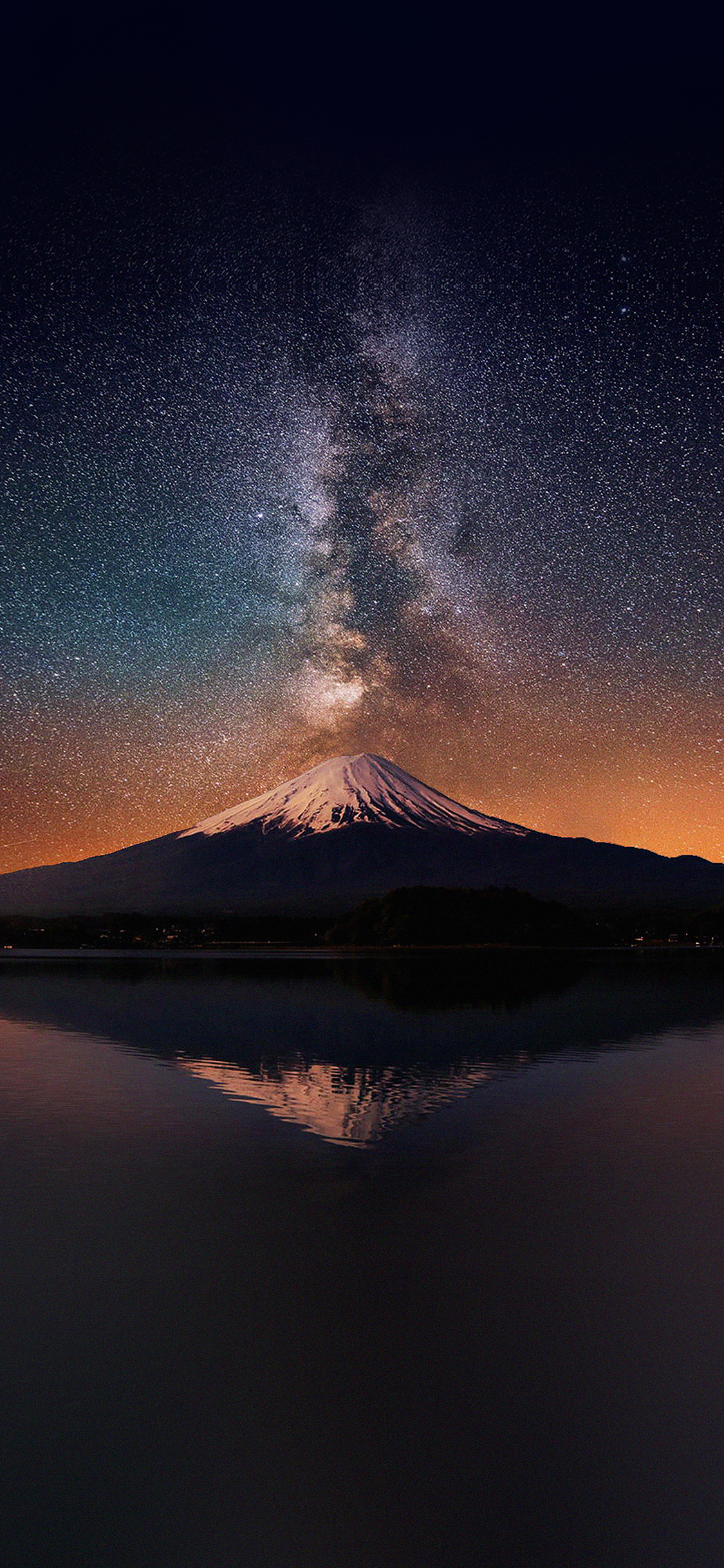 1130x2440 Wallpaper Milky Way On Mountain Fuji Sky Wallpaper, Phone