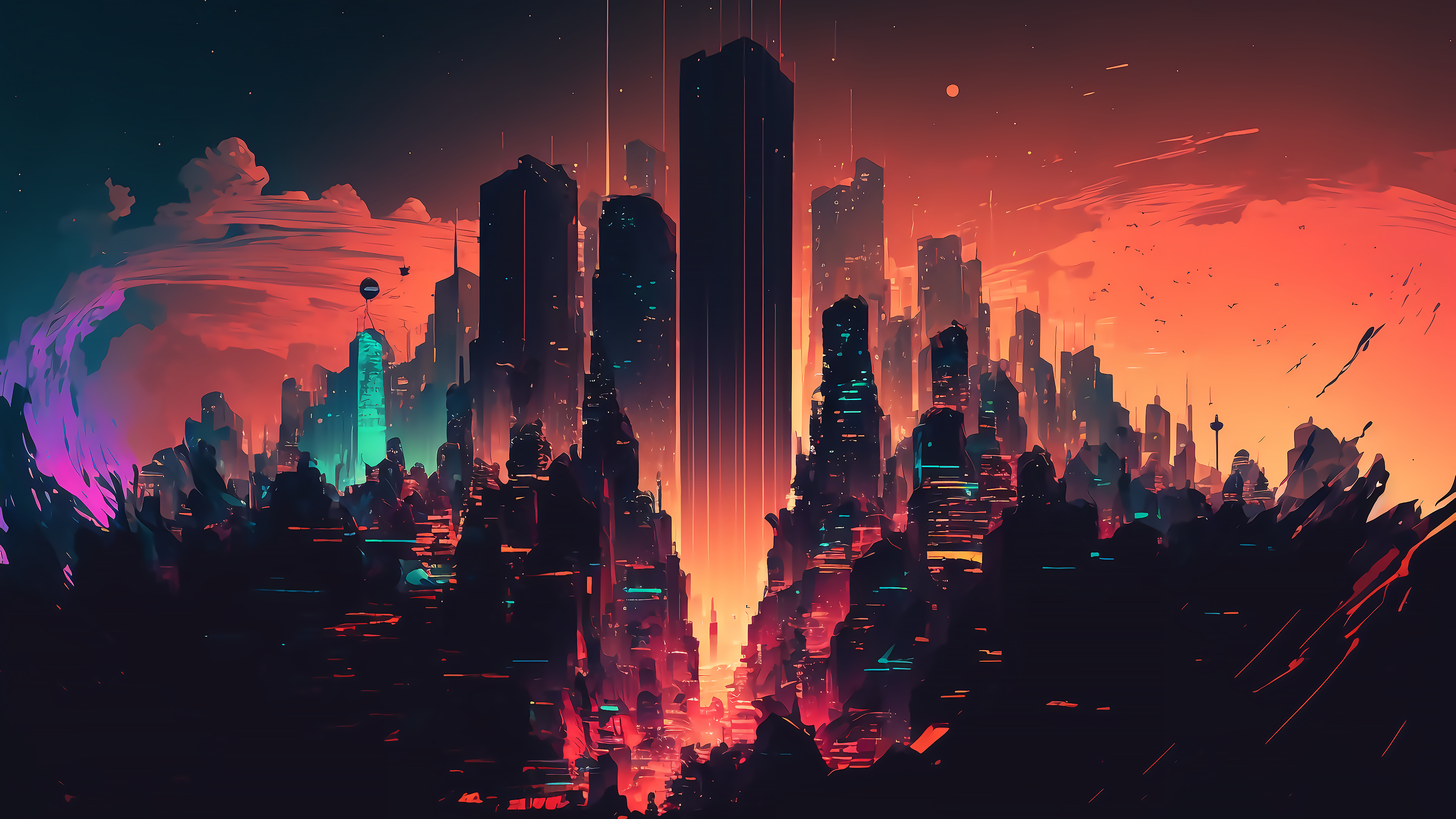 3840x2160 4K AI Wallpaper for PC: Futuristic Abstract Cityscape, Desktop