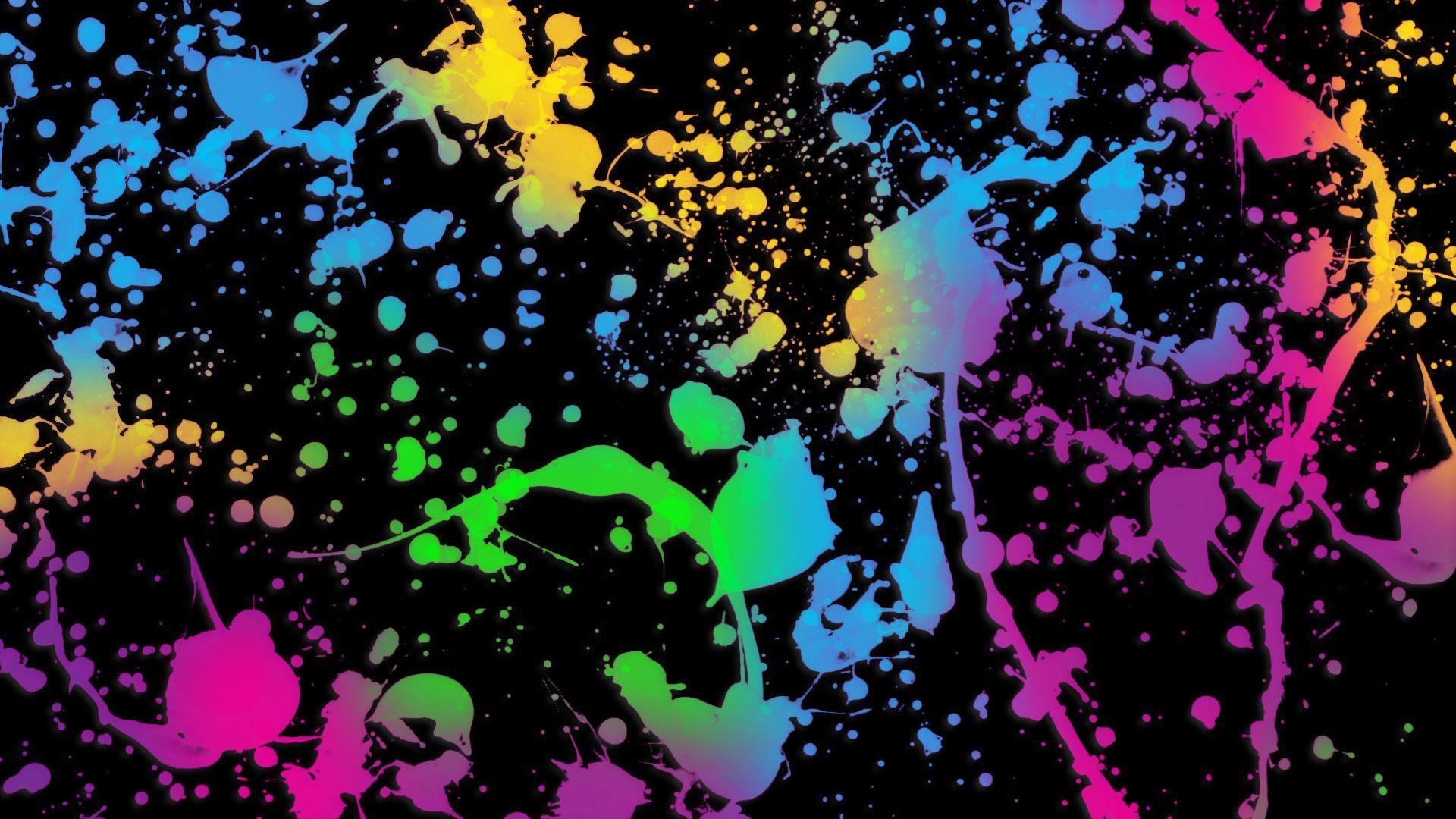 1920x1080 Neon Paint Splatter White Background, Desktop