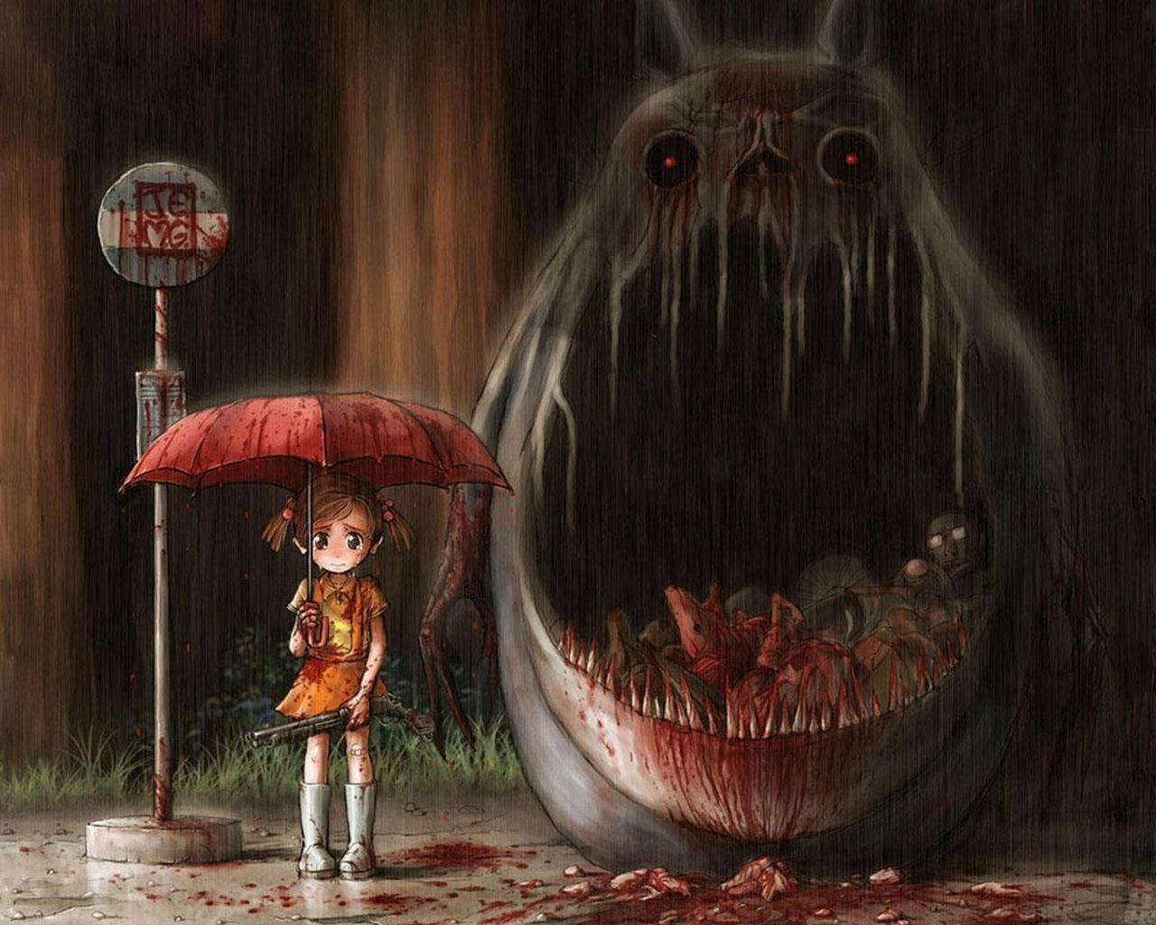 1280x1030 Scary Anime Girl. Scary anime wallpaper Totoro My Neighbor Totoro, Desktop