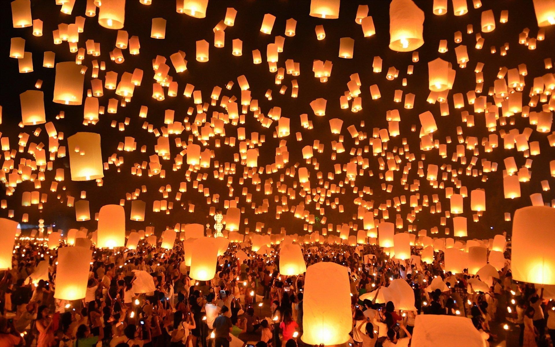 1920x1200 floating lanterns festival thailand HD wallpaper, Desktop