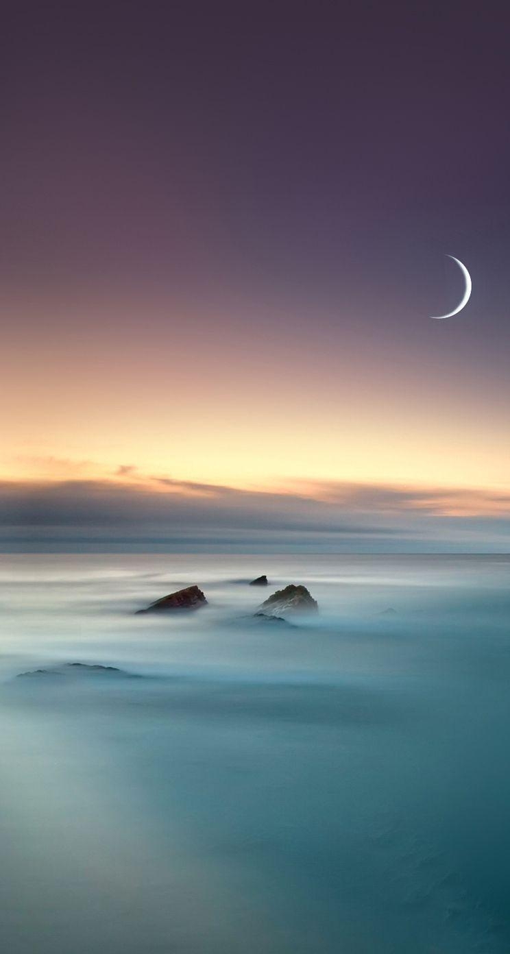 750x1400 Scenic Lake Fog Mist Moon Eclipse iOS 8 #iPhone 5 #Wallpaper. ∆Ř, Phone