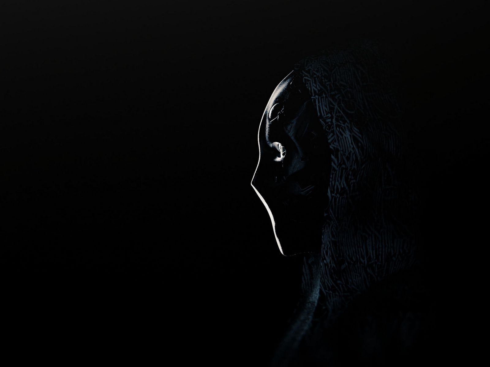 1600x1200 Download wallpaper  anonymous, mask, profile, dark standard 4:3 HD background, Desktop