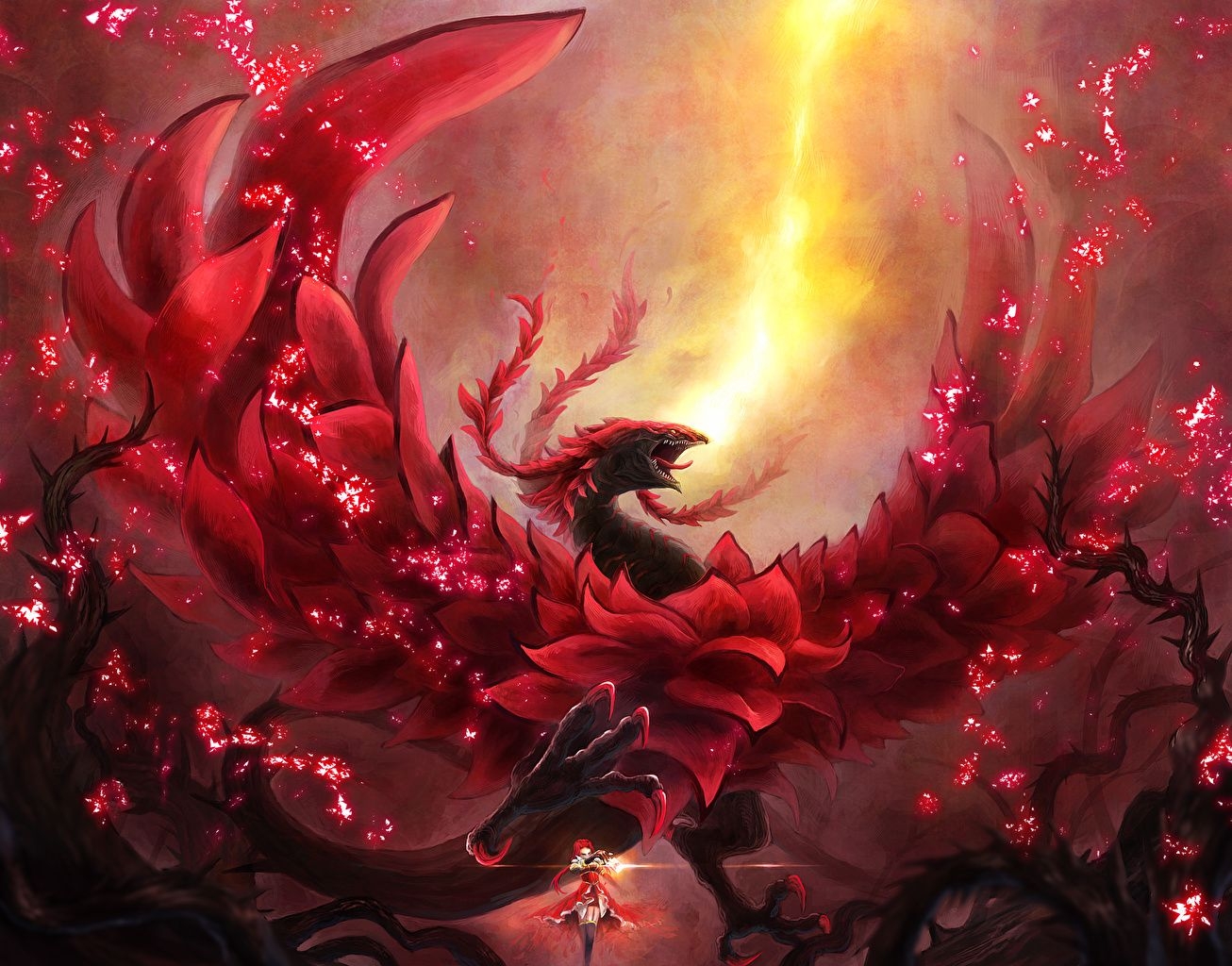 1310x1030 Desktop Wallpaper Dragons Van Ken003 Yu Gi Oh Black Rose Dragon, Desktop