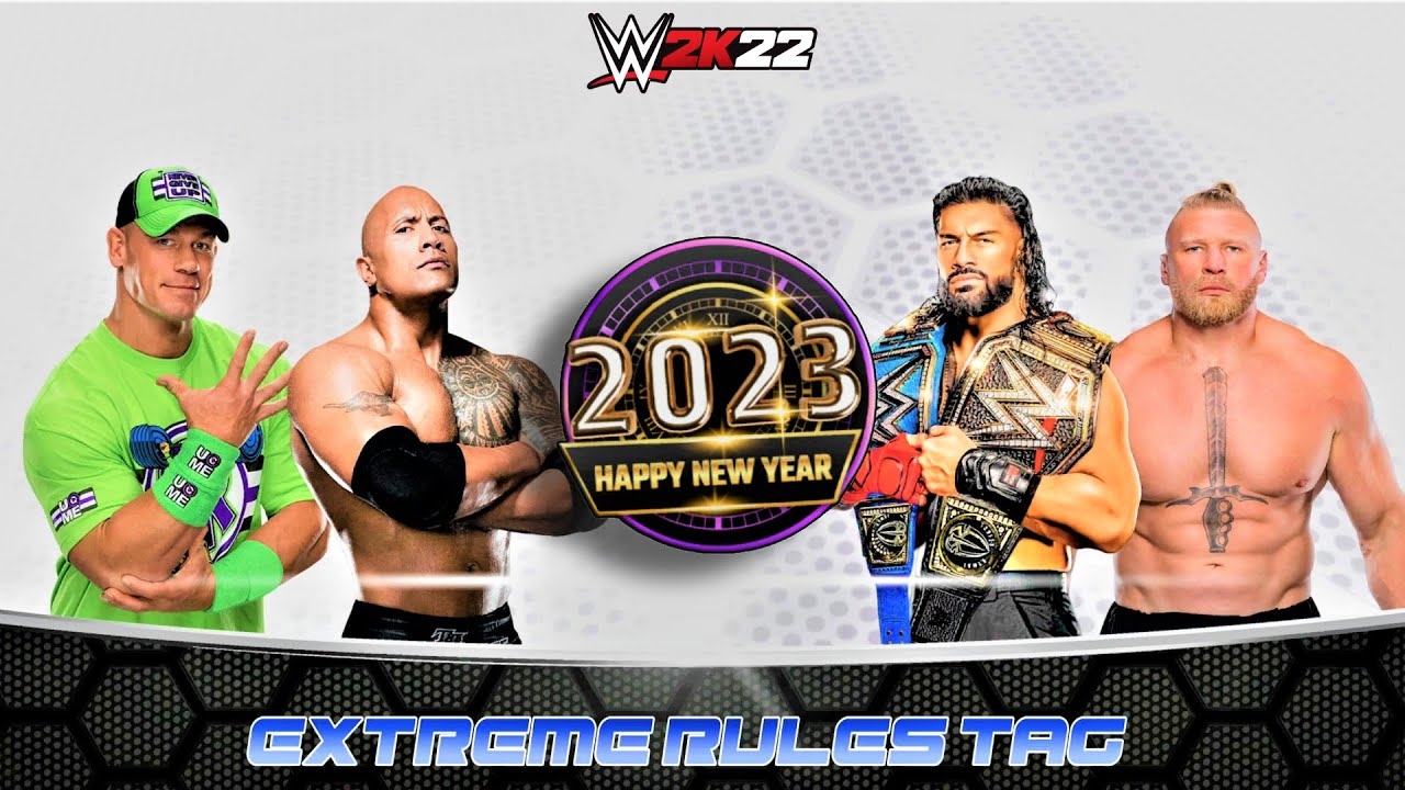 1280x720 2023 NEW YEARS Tag Team: John Cena + The Rock vs. Roman Reigns + Brock Lesnar, Desktop